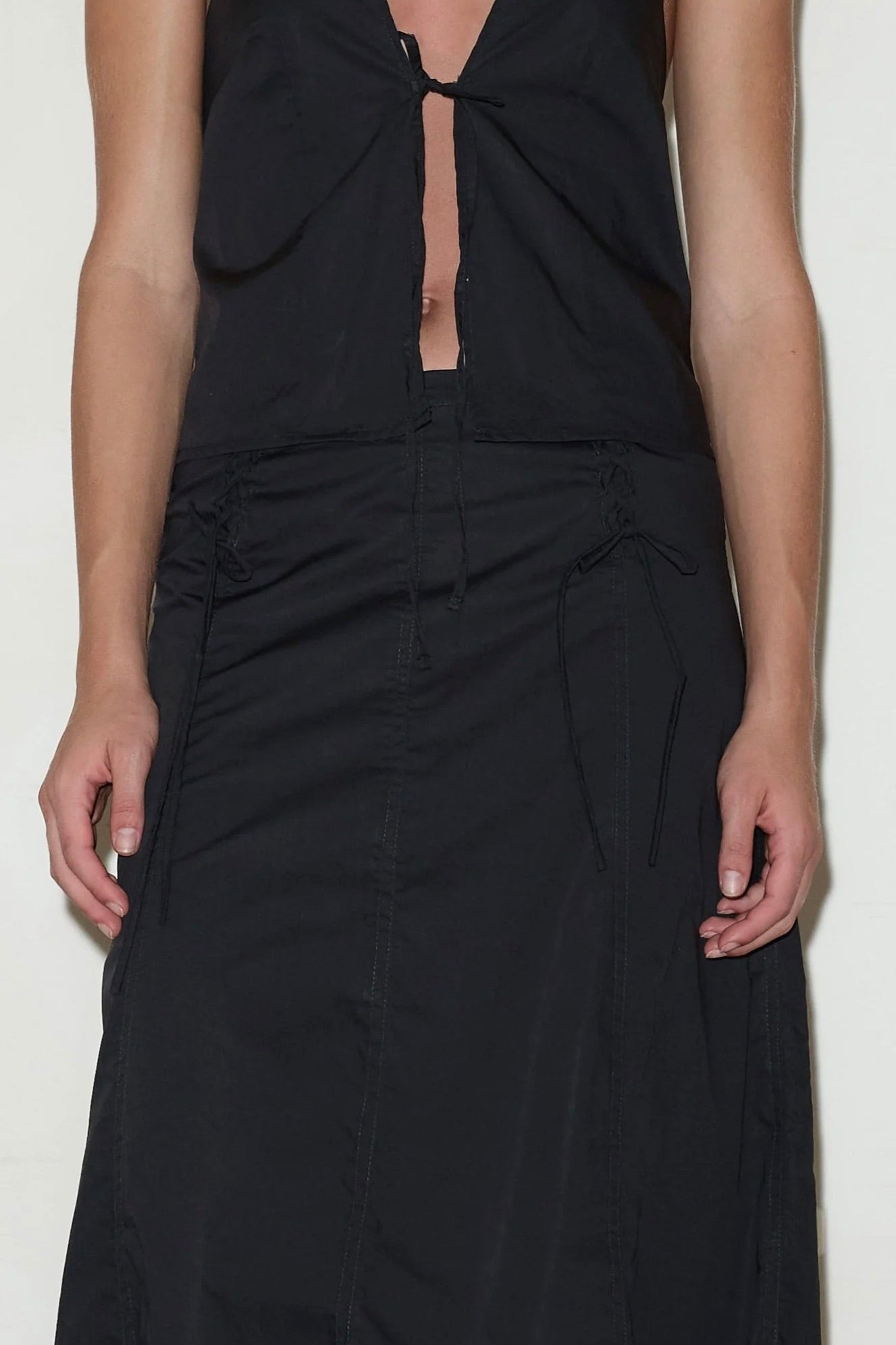 Deiji Studios Double Lace Up Skirt / Black