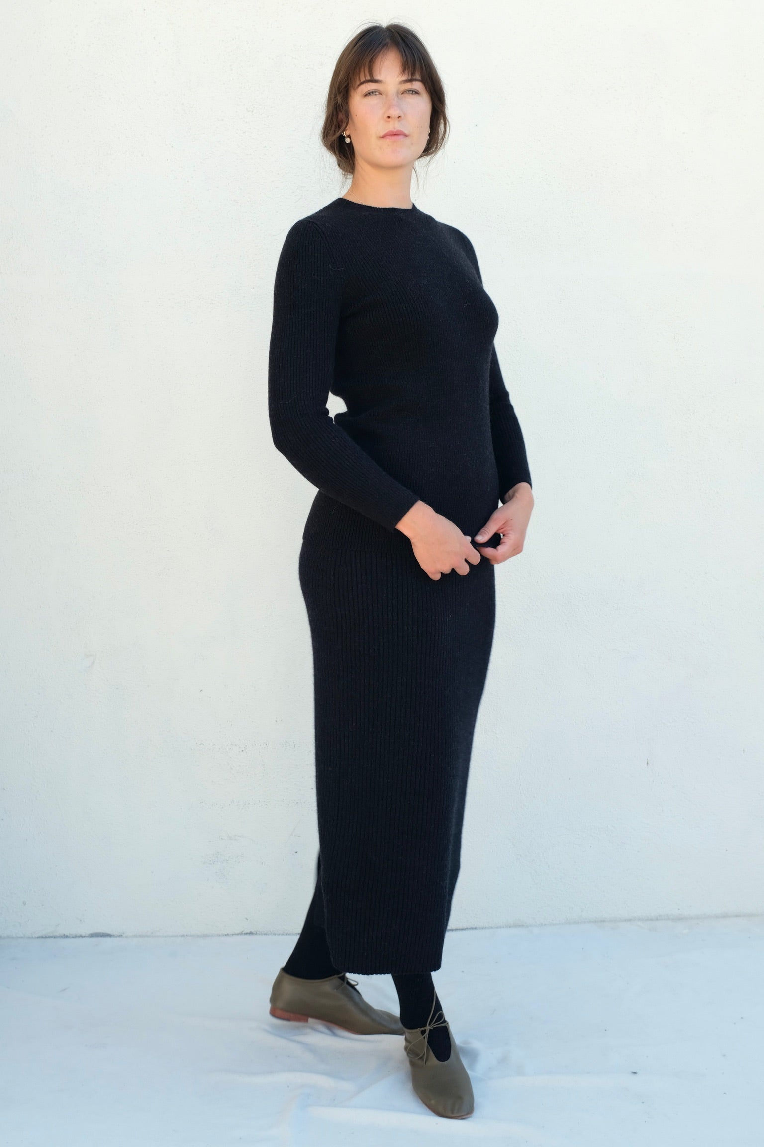 Lauren Manoogian Rib Tube Skirt / Black Melange