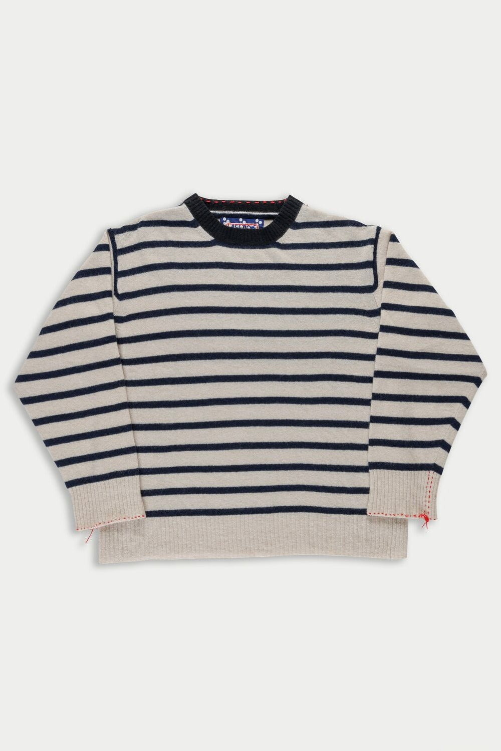 La Fetiche Olga Striped Crewneck Sweater / Oatmeal Navy Black