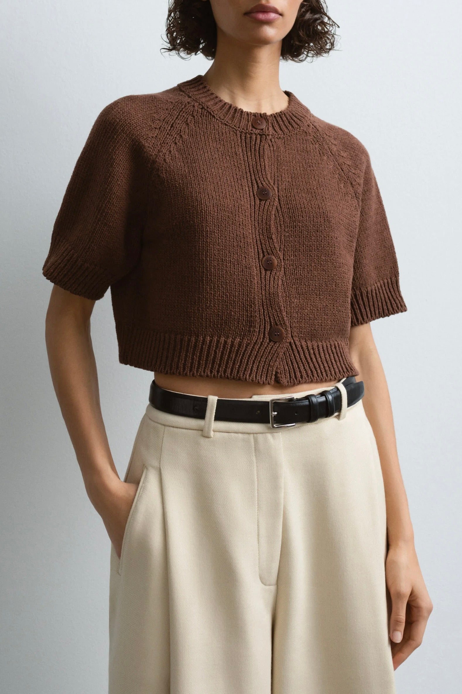 CORDERA Cotton Buttoned Top / Madera