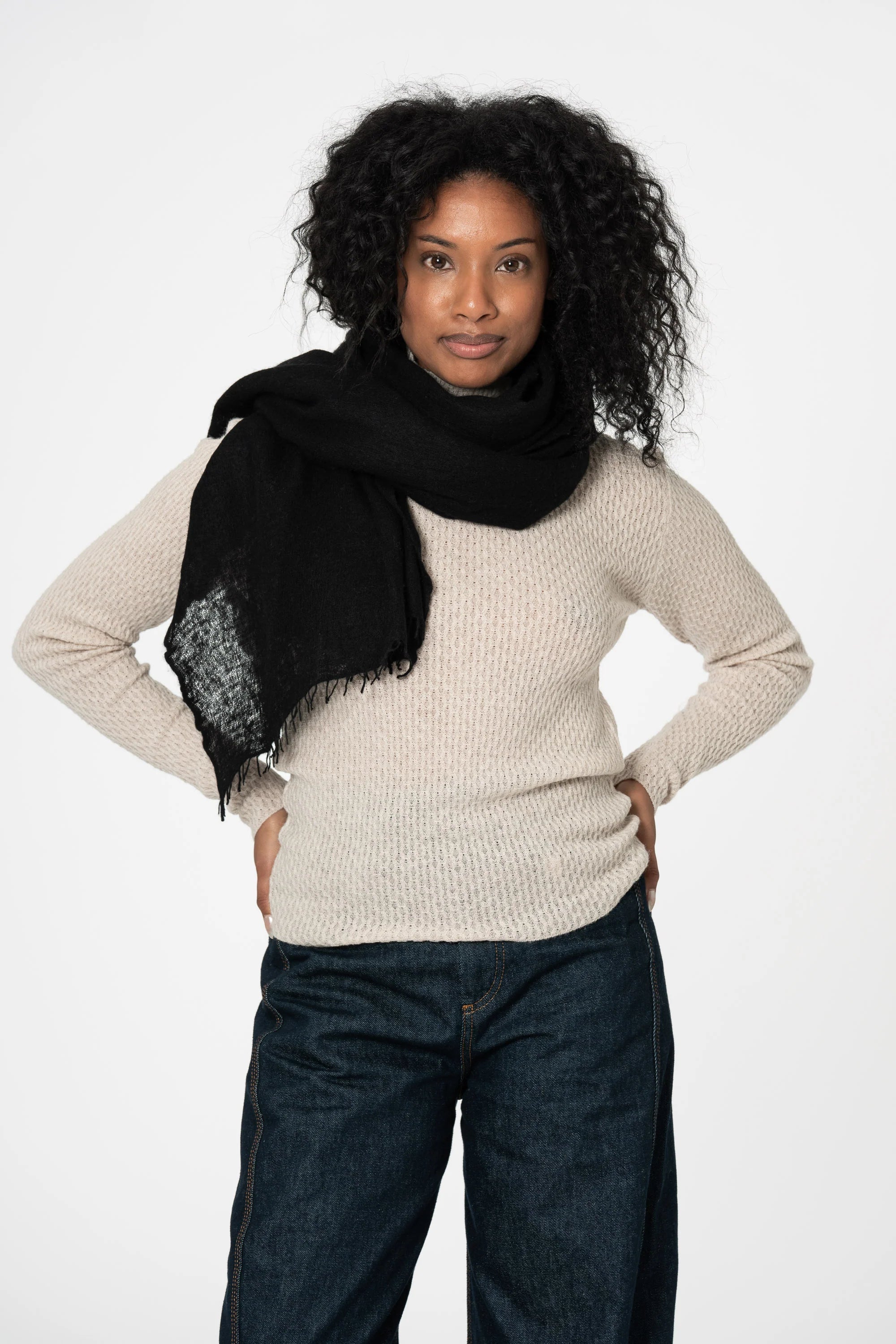 Cashmere Felted Scarf / Black