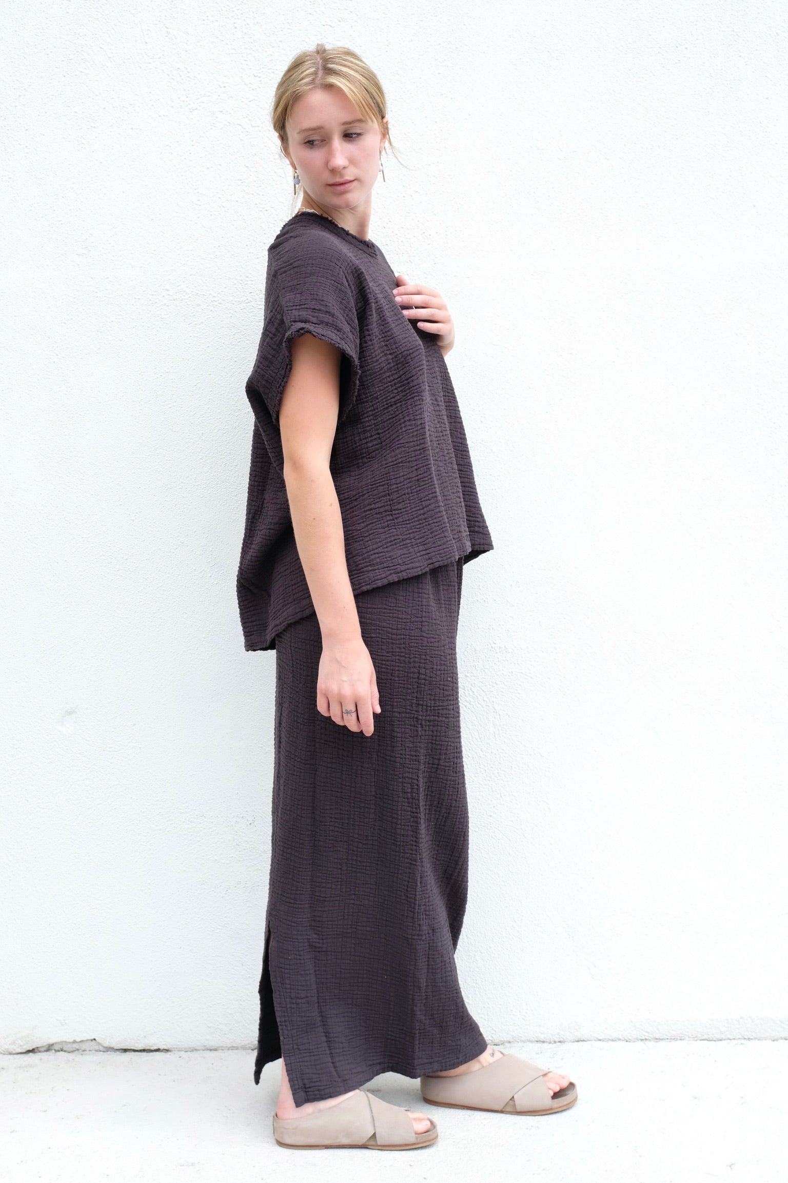 Black Crane SS23 Long Skirt / Graphite