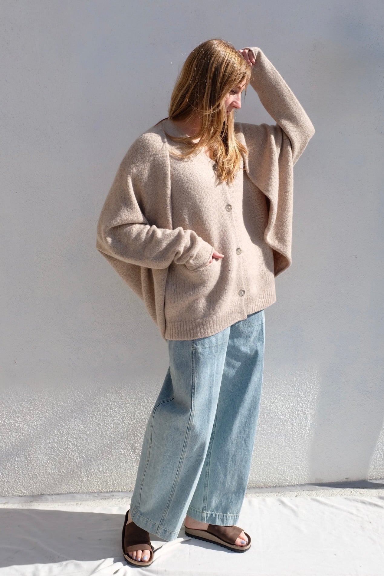 Soft Horizontal Cardigan / Oak