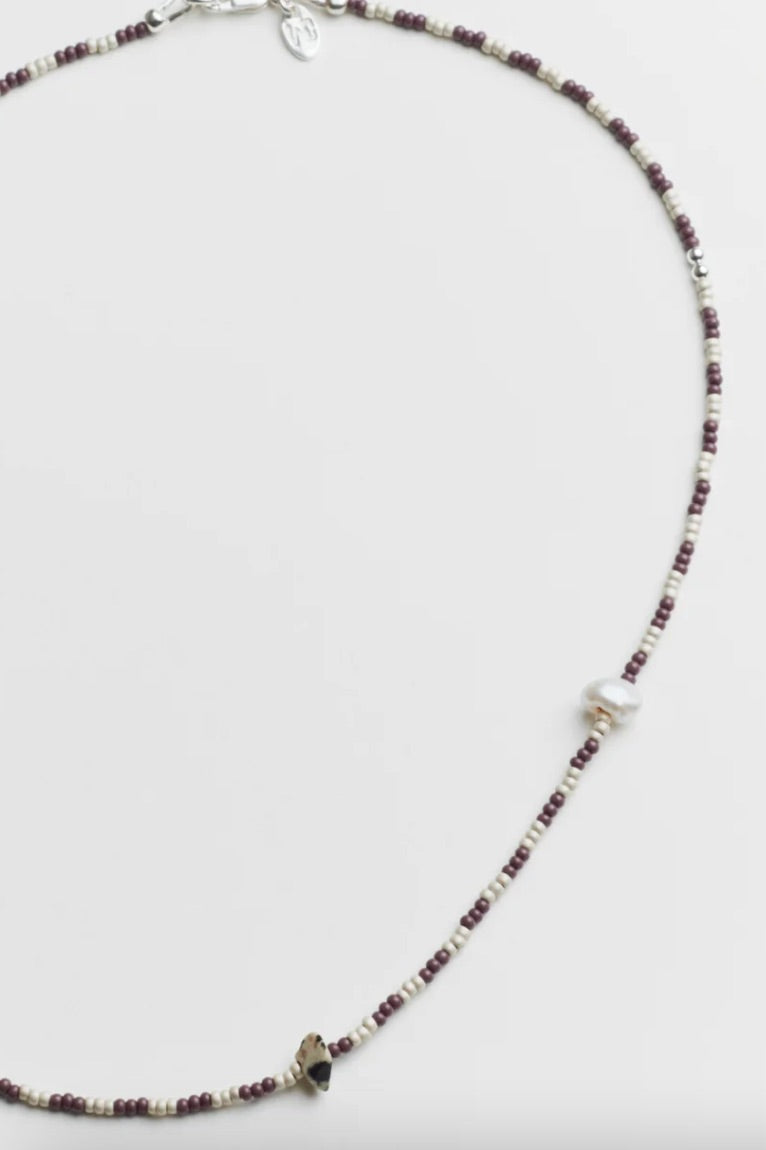 June Mixed bead Necklace / Purple