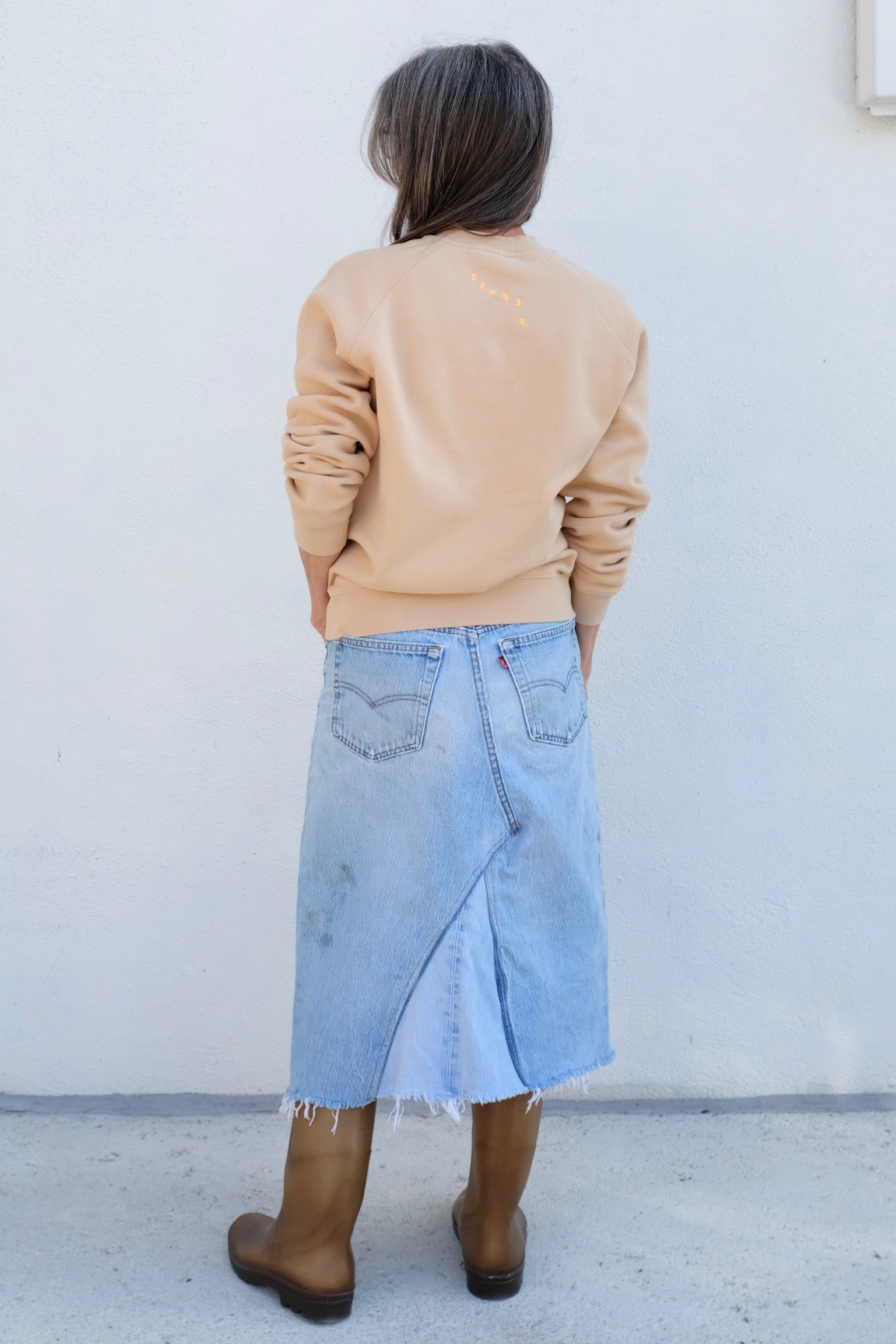 Sweatshirt / Sand with Neon Orange Californie