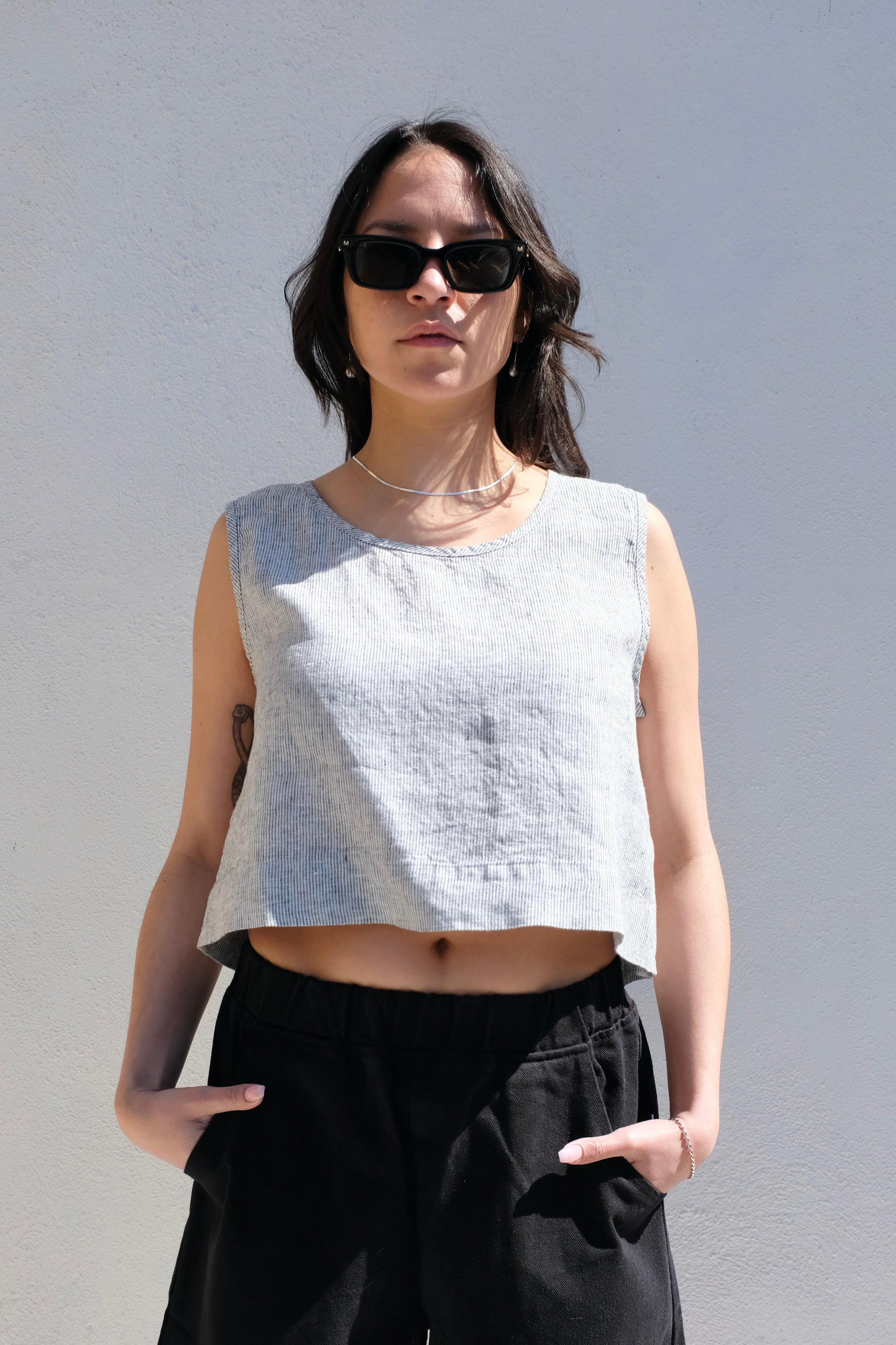 Eva Top / Charcoal Stripe