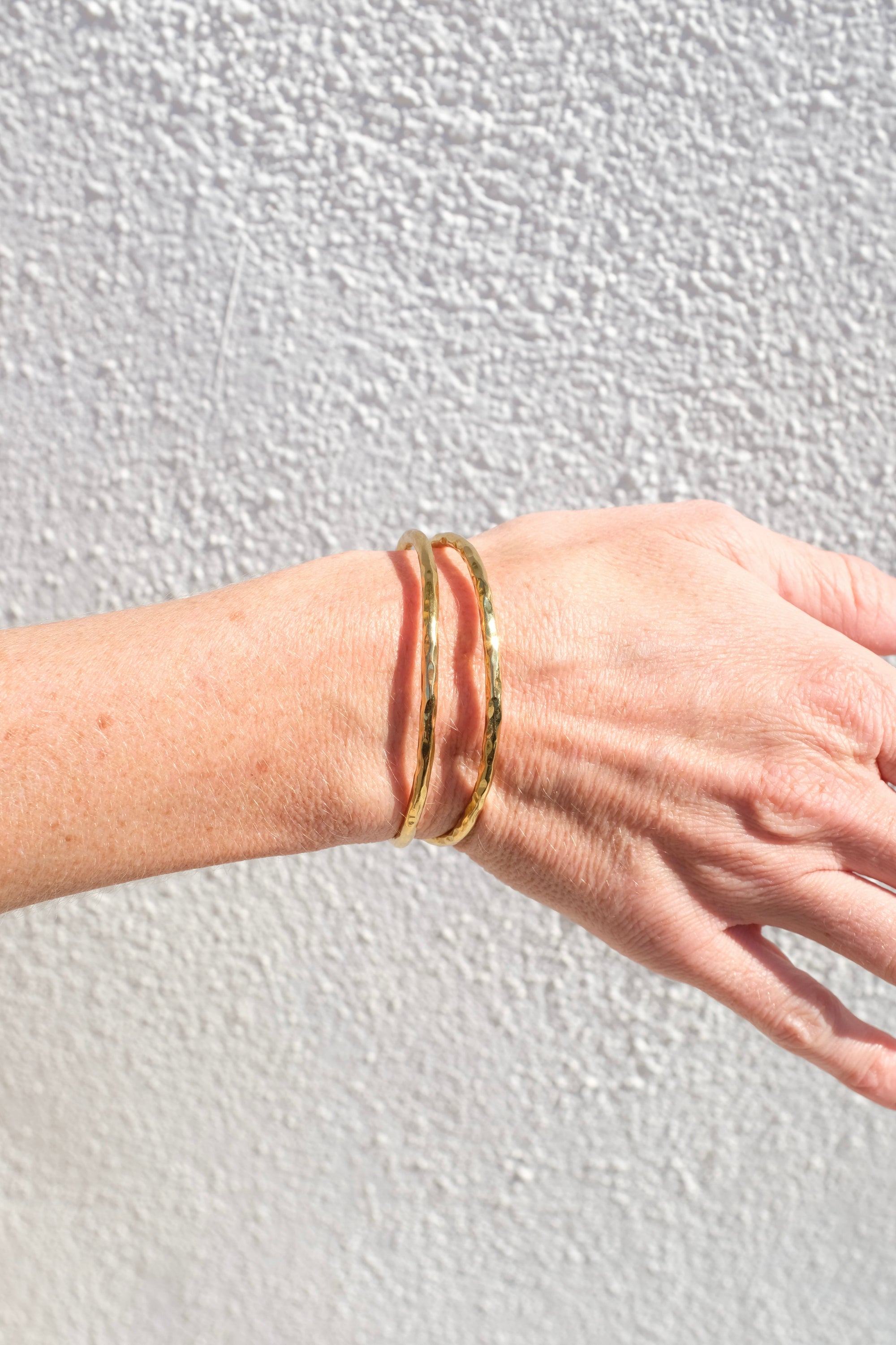 Goldie Double Cuff / Upcycled 18kt gold plated hammered brass