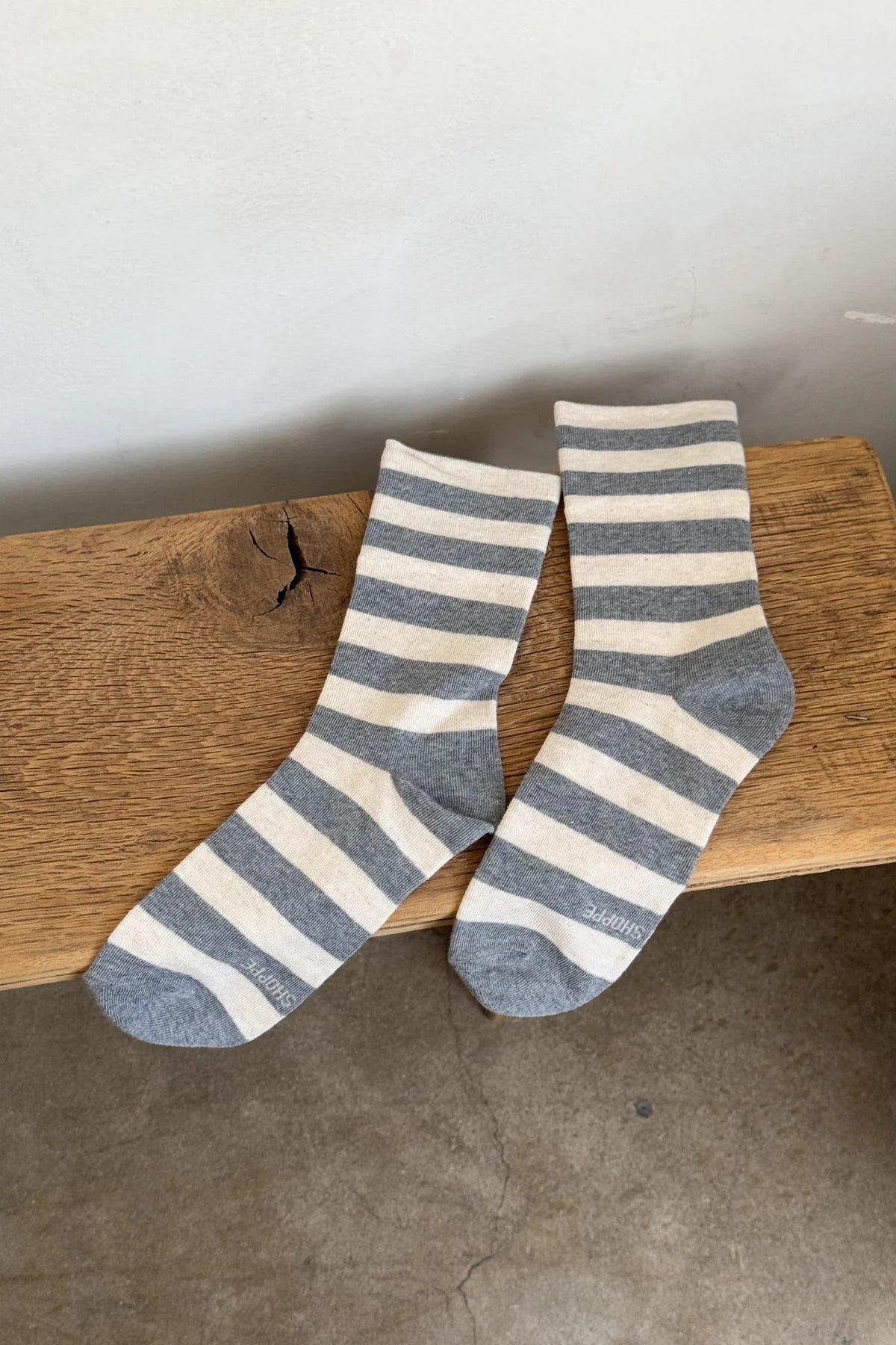 Le Bon Shoppe Wally Socks / Wide Grey Stripe