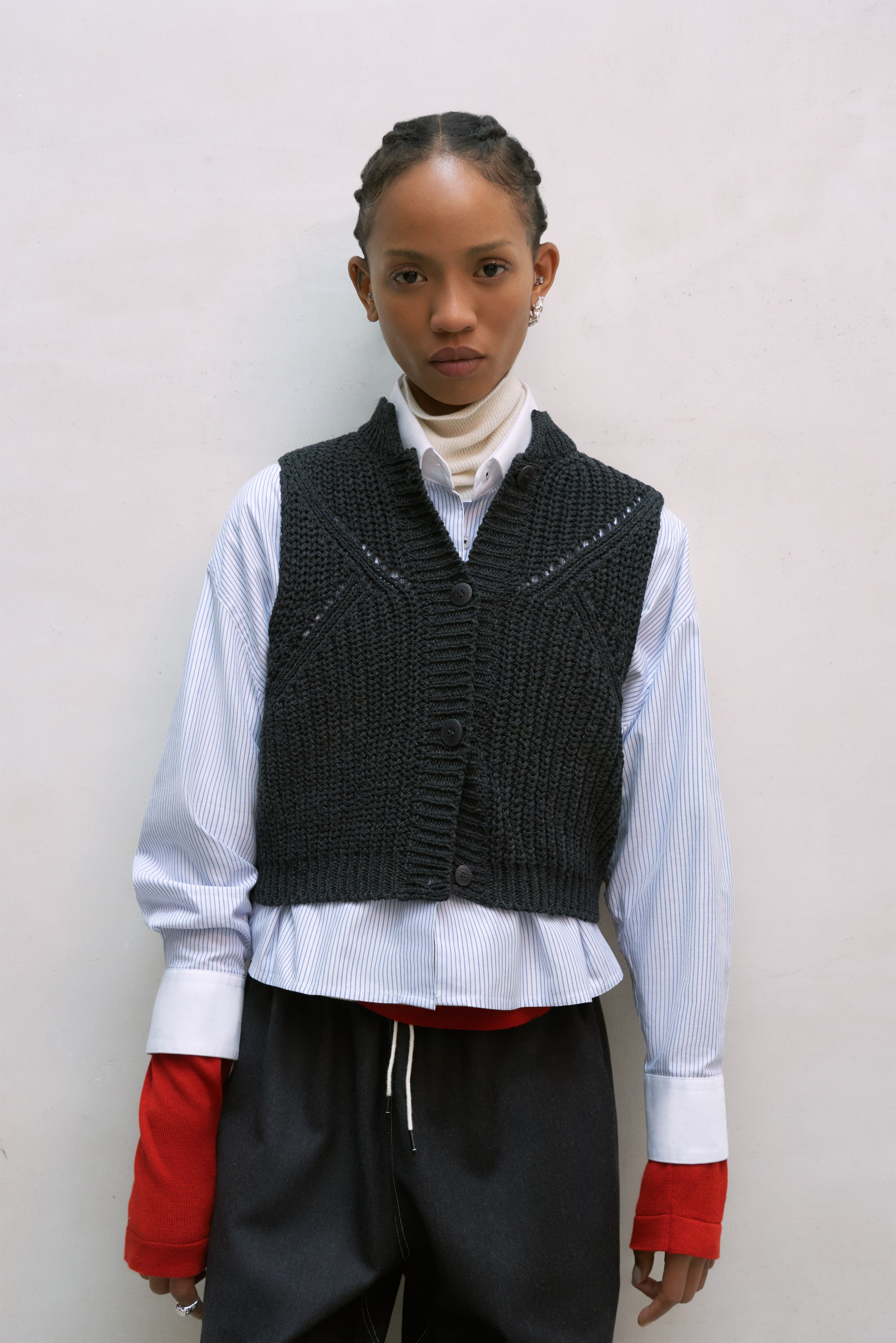 Cordera Cotton Cropped Waistcoat / Anthracite