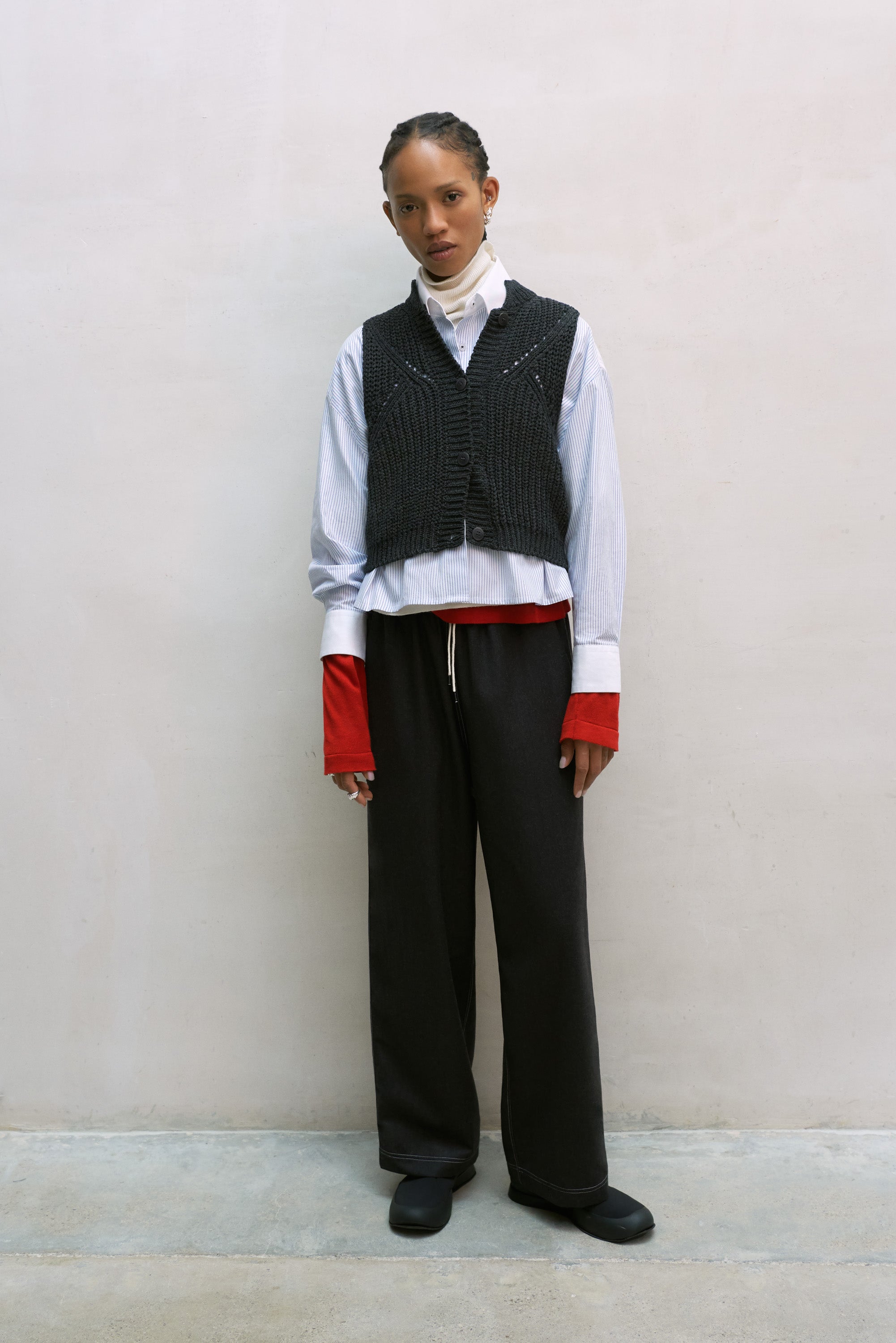 Cordera Cotton Cropped Waistcoat / Anthracite