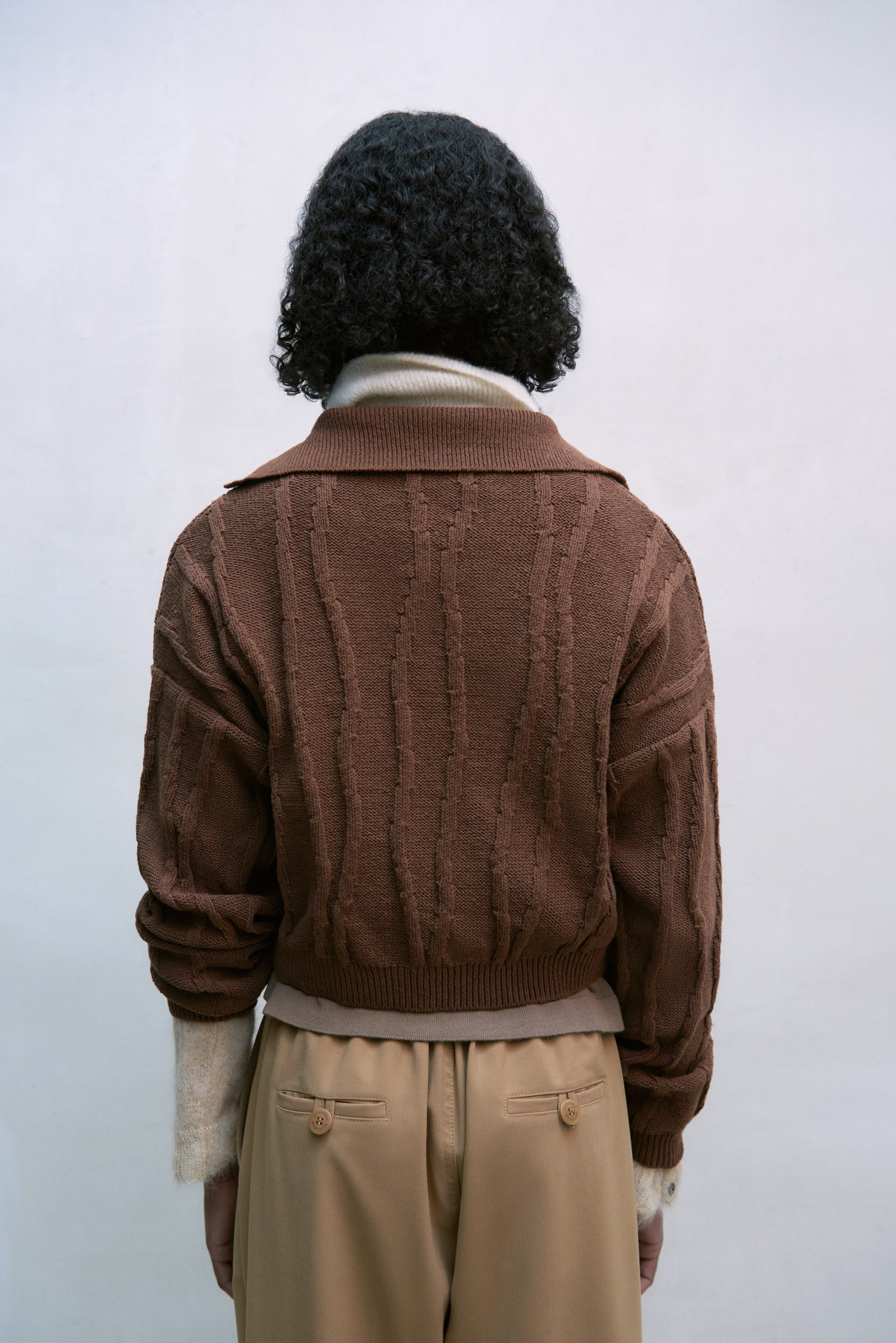 Cordera Cotton Zip Cardigan / Madera