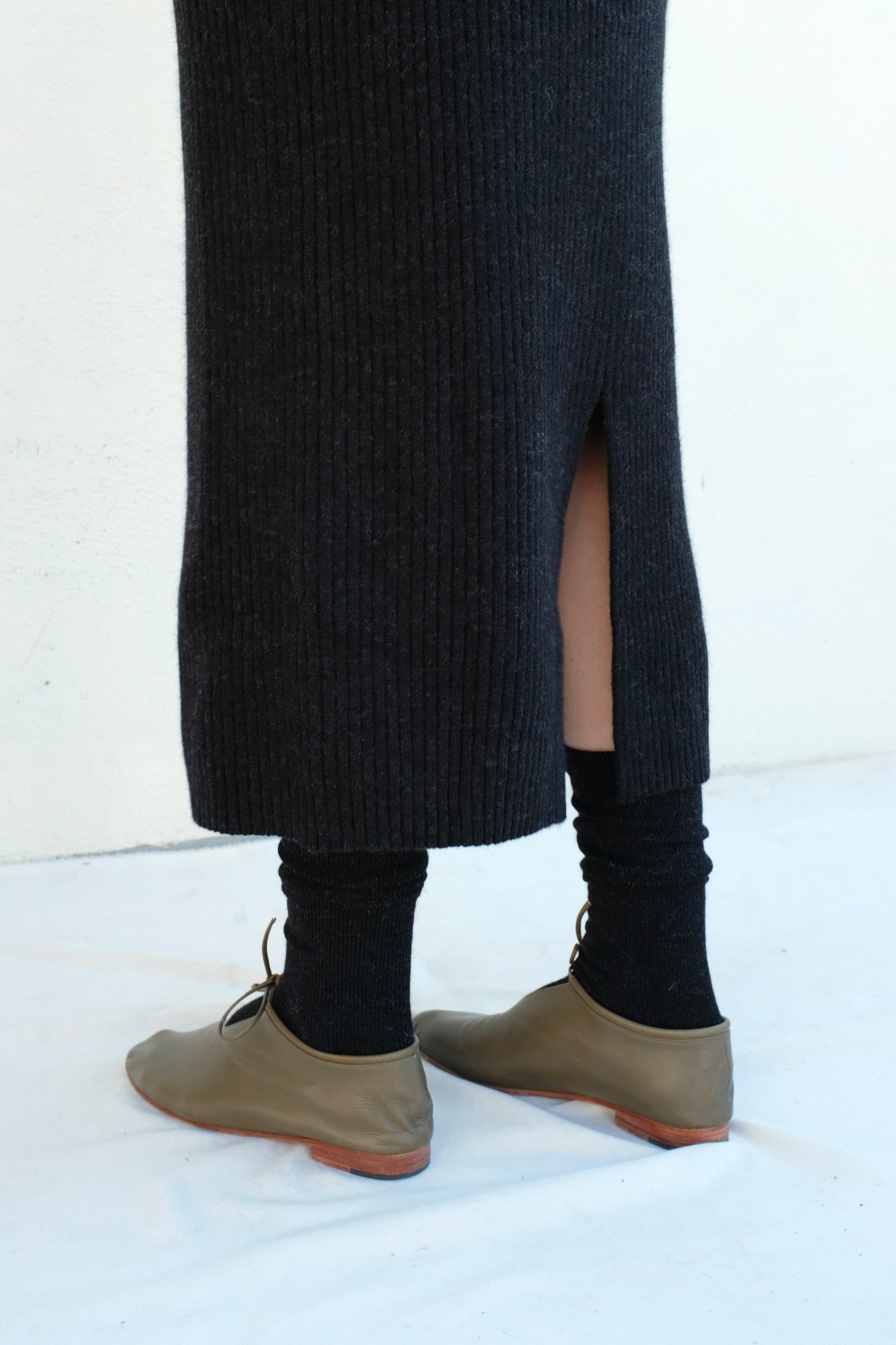 Lauren Manoogian Rib Tube Skirt / Black Melange