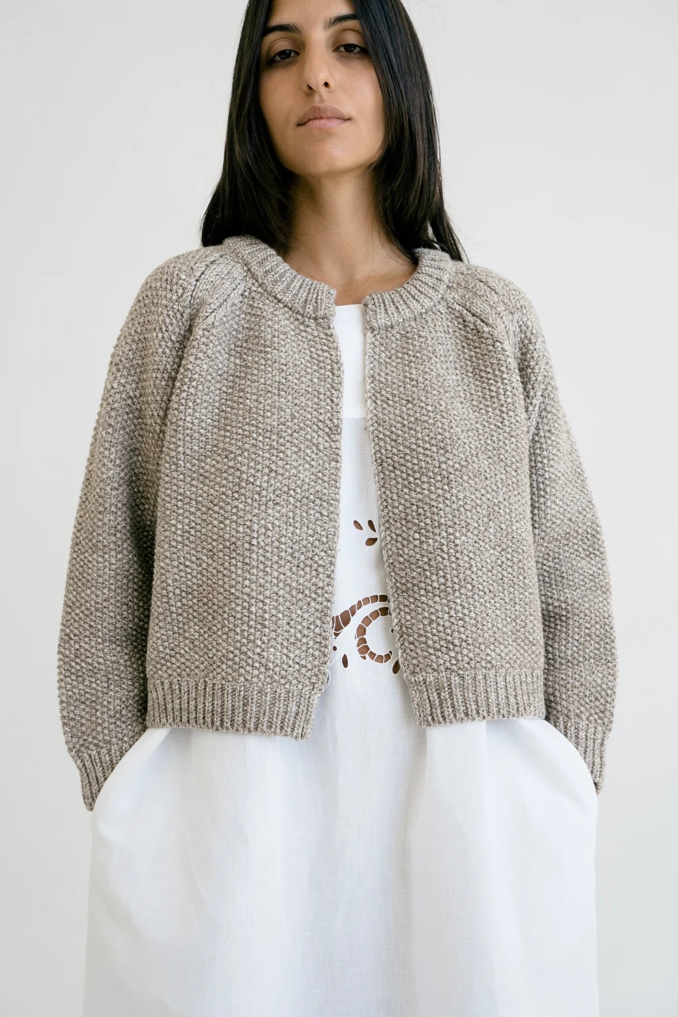 Bravo Knitted Wool Cardigan / Stone