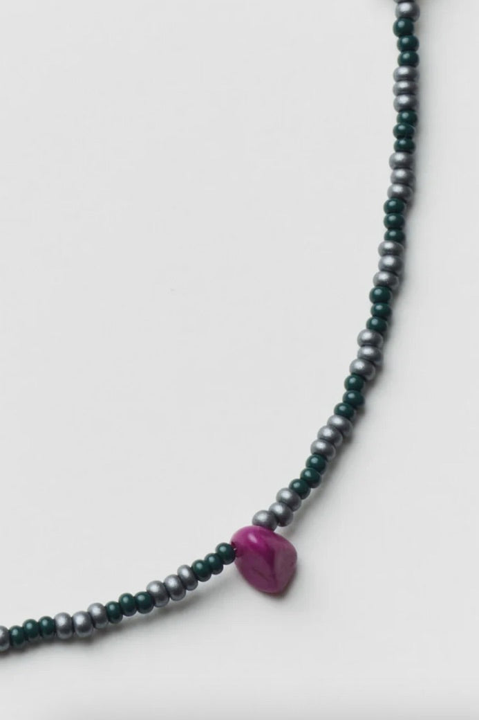 June Mixed bead Necklace / Green