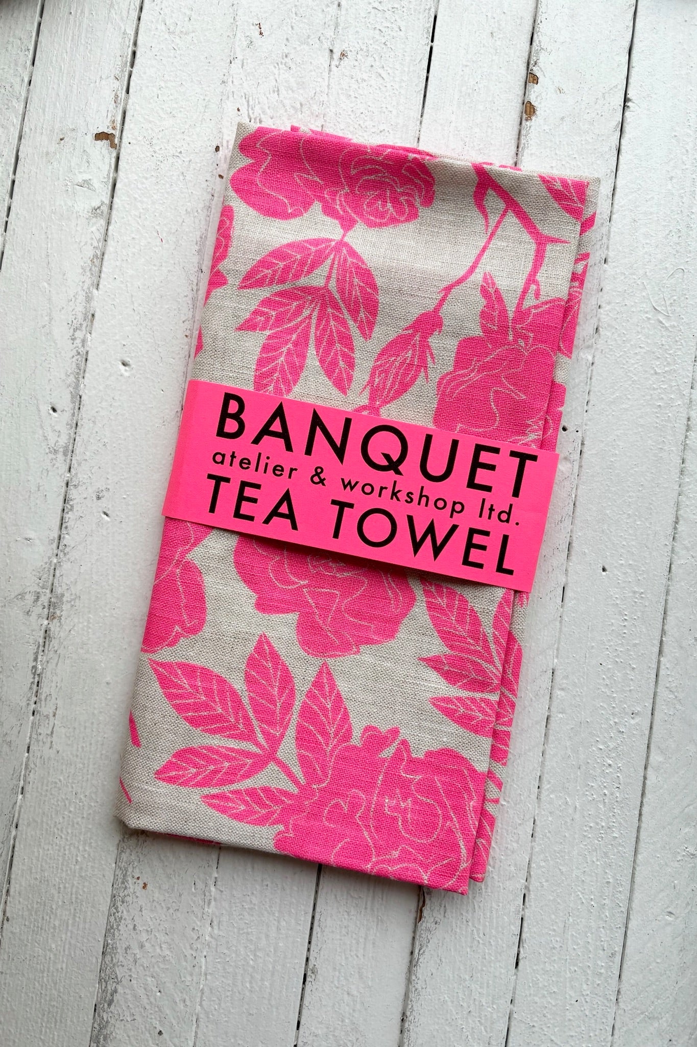Tea Towels / Neon Pink Wild Rose