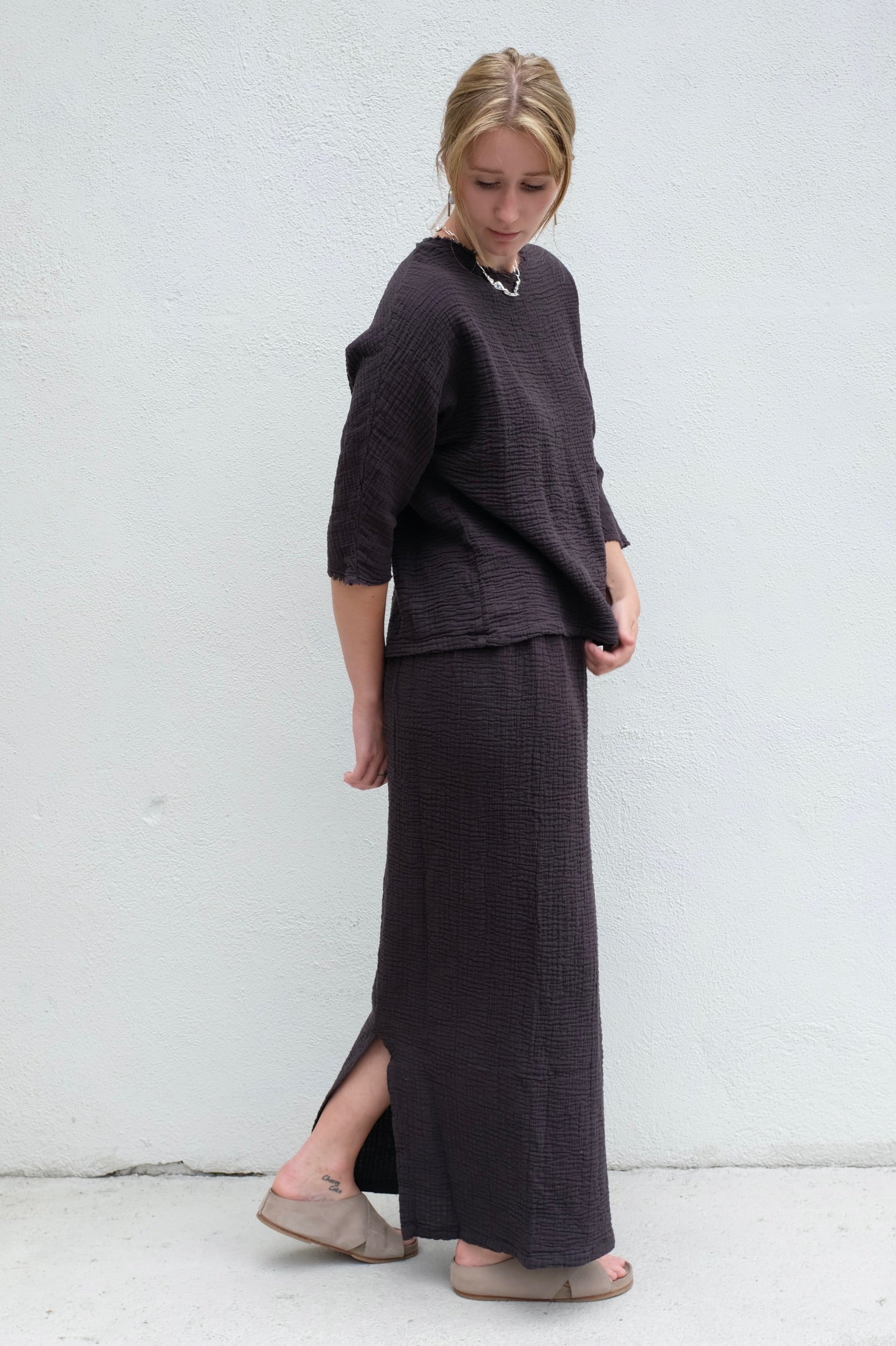 Black Crane Dolman Top / Graphite