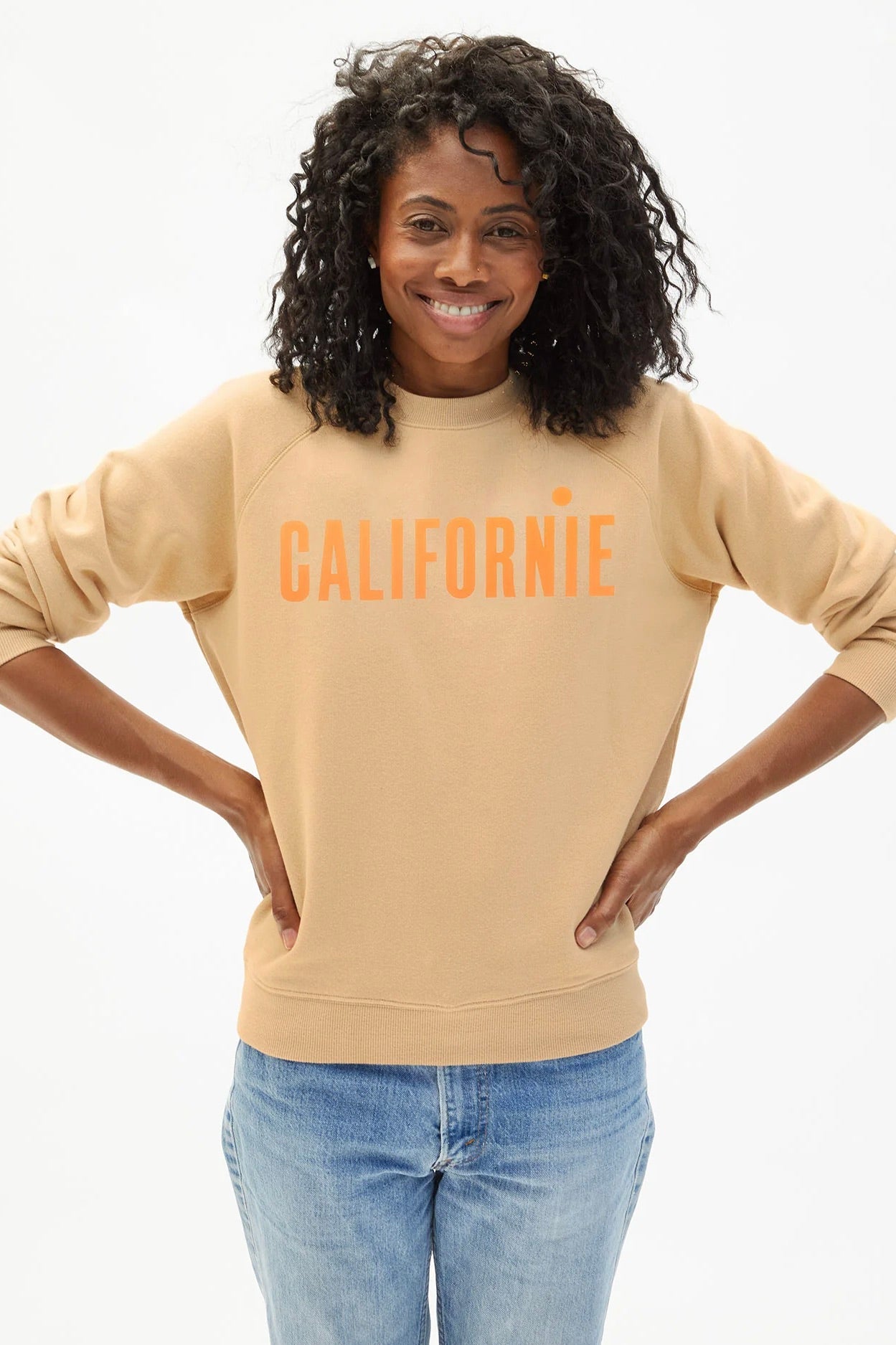 Sweatshirt / Sand with Neon Orange Californie