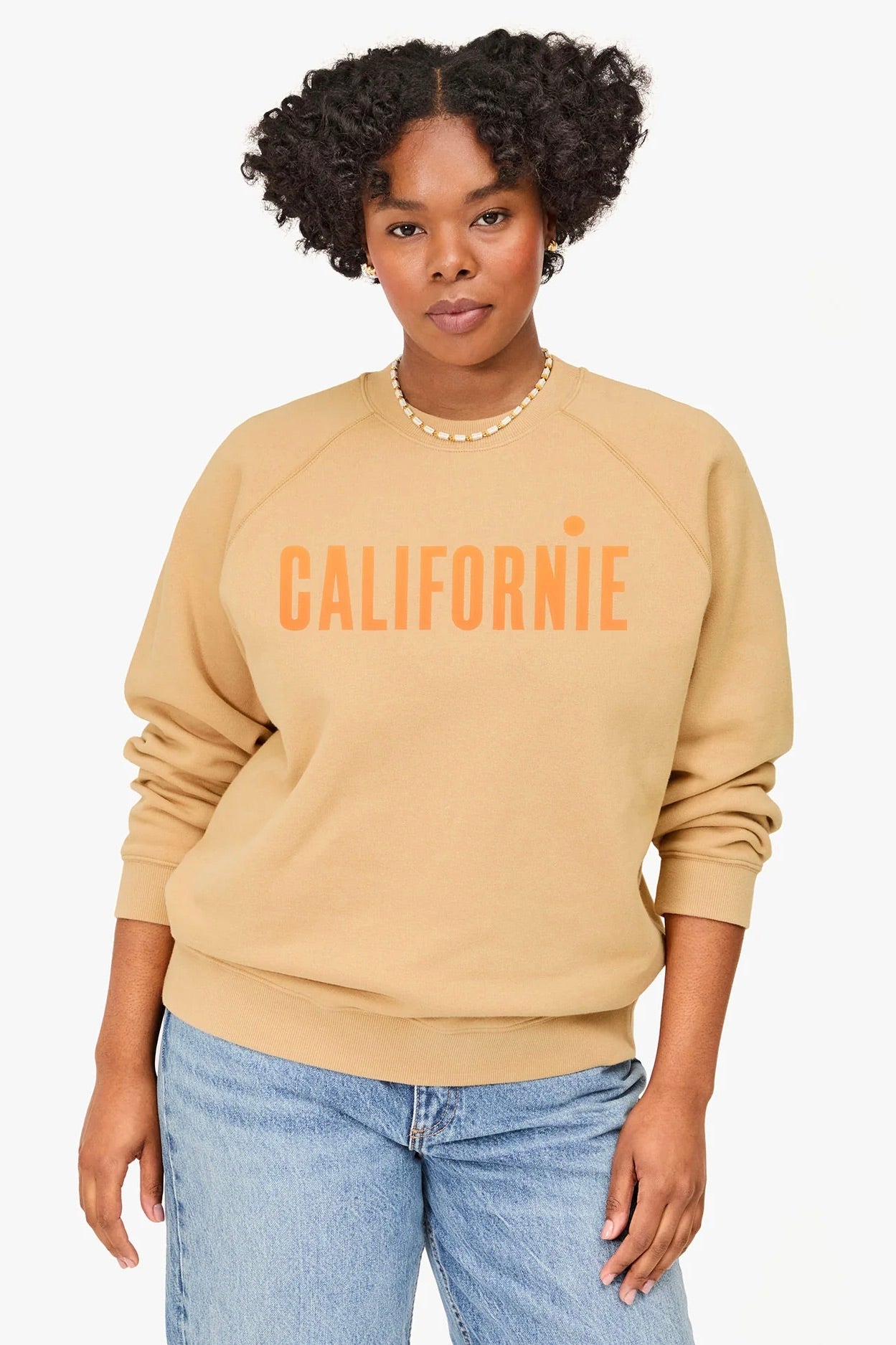 Sweatshirt / Sand with Neon Orange Californie