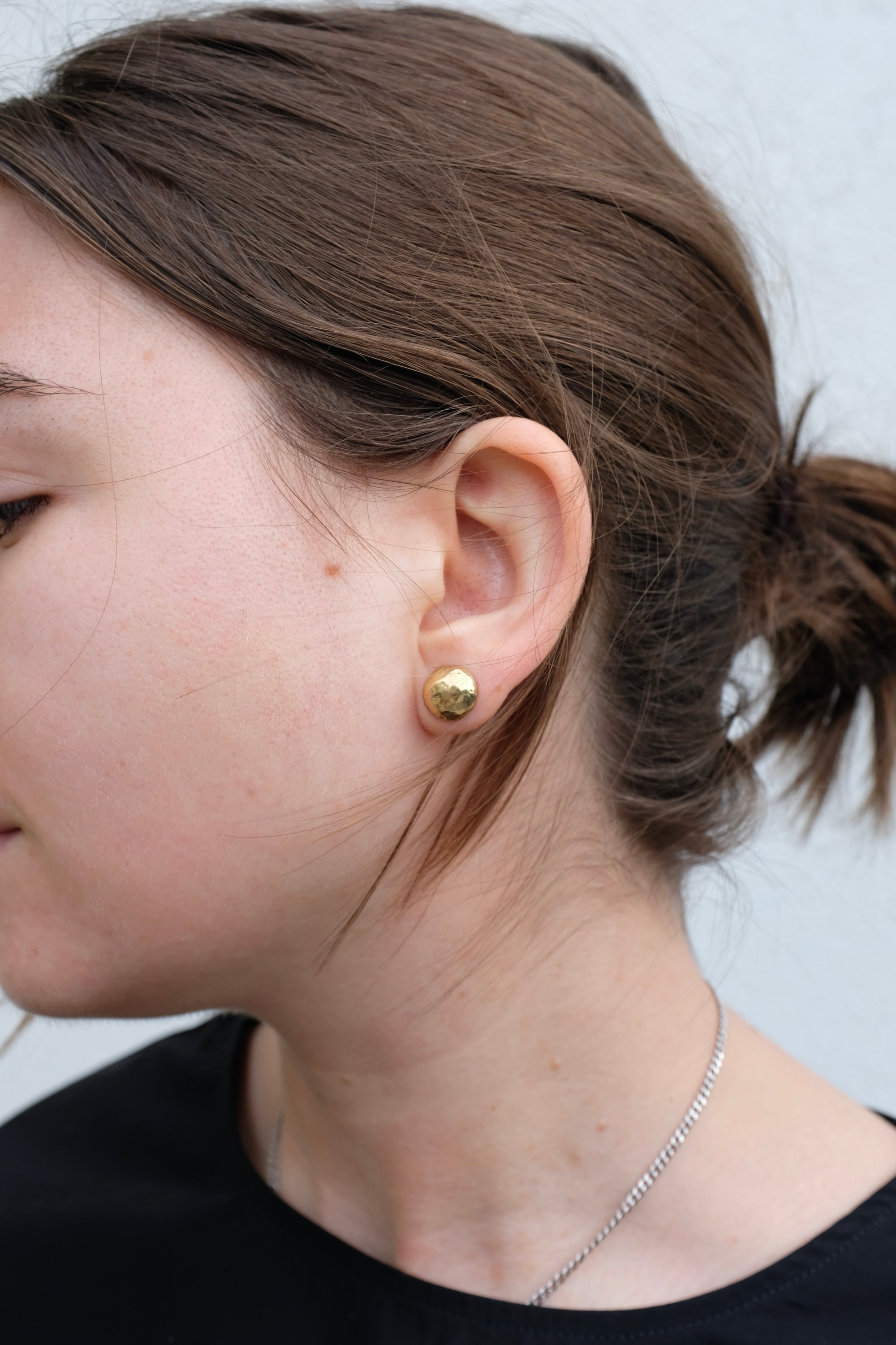 Truvai Mini Irma Earrings / Upcycled 18kt gold plated hammered brass