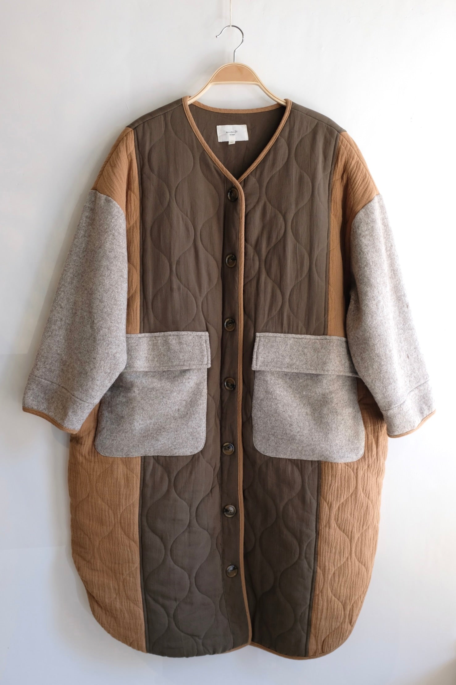 Pre-loved / Amente Patch Quilted Wool Blend Coat / Size M/L