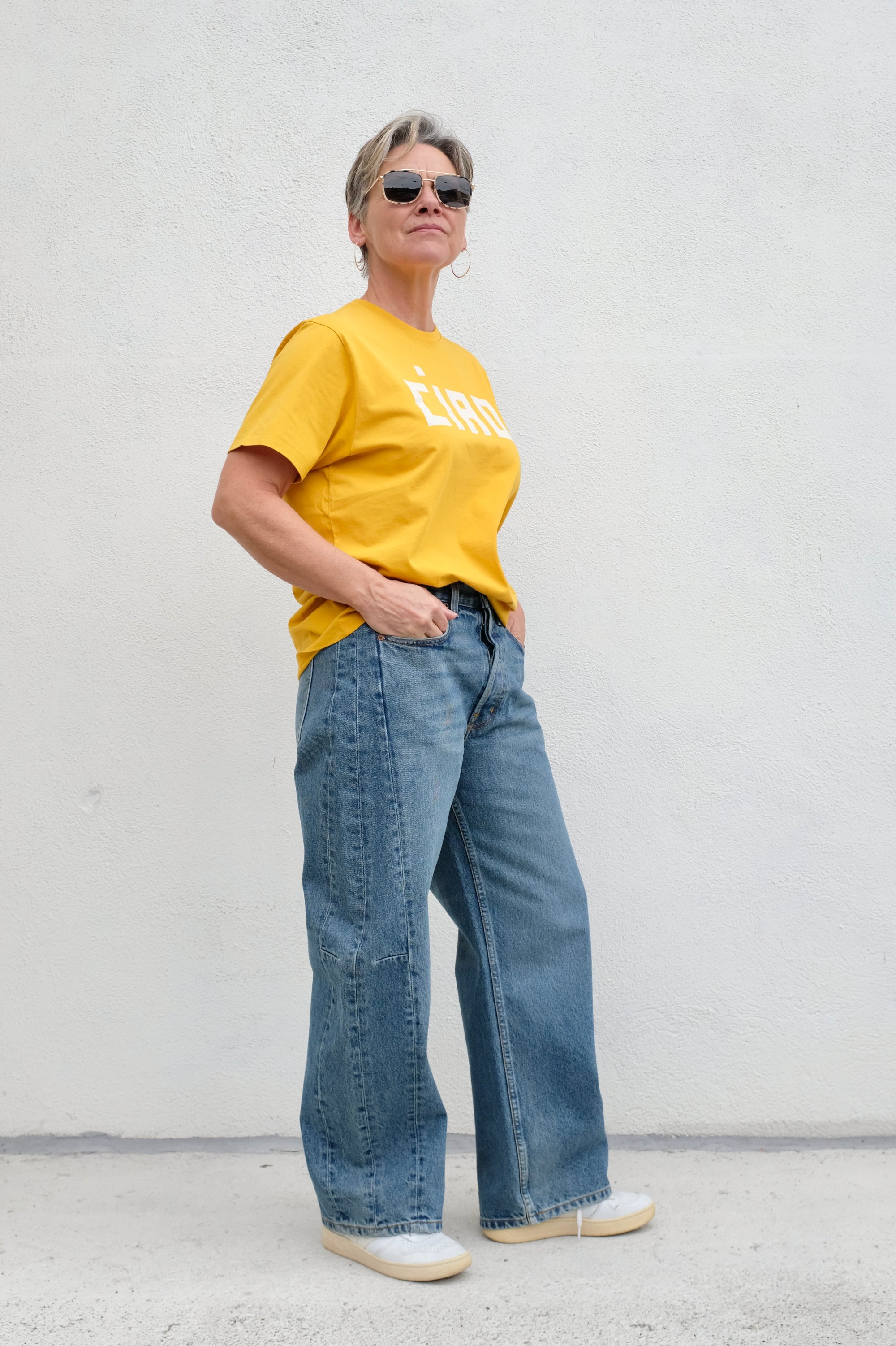 Clare V. Original Tee / Marigold with Cream Block Ciao
