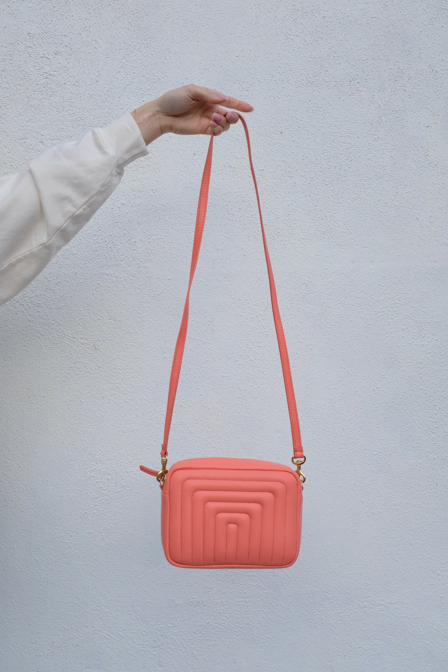 Clare V Midi Sac / Bright Coral Channel Quilted