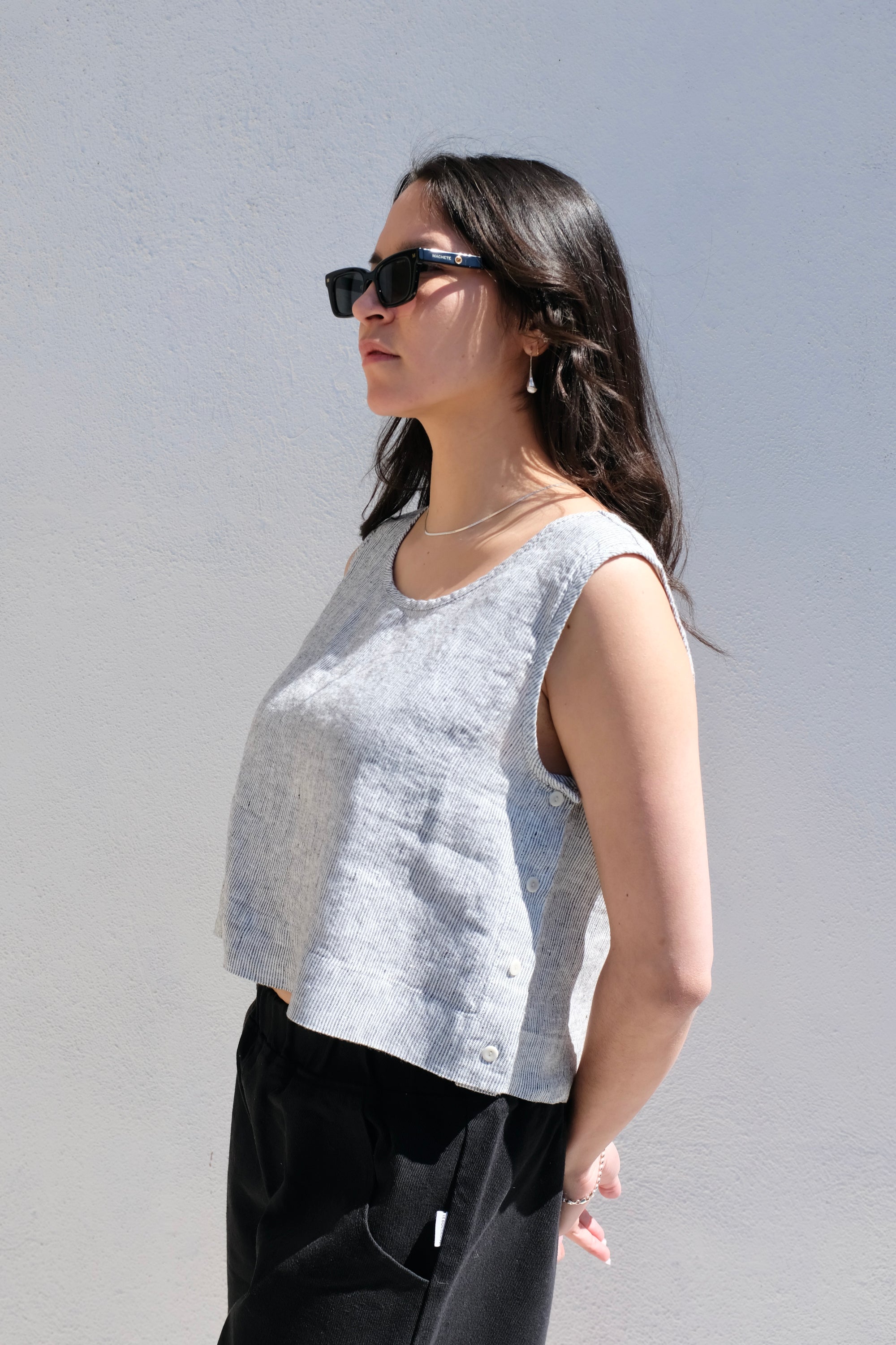 Eva Top / Charcoal Stripe