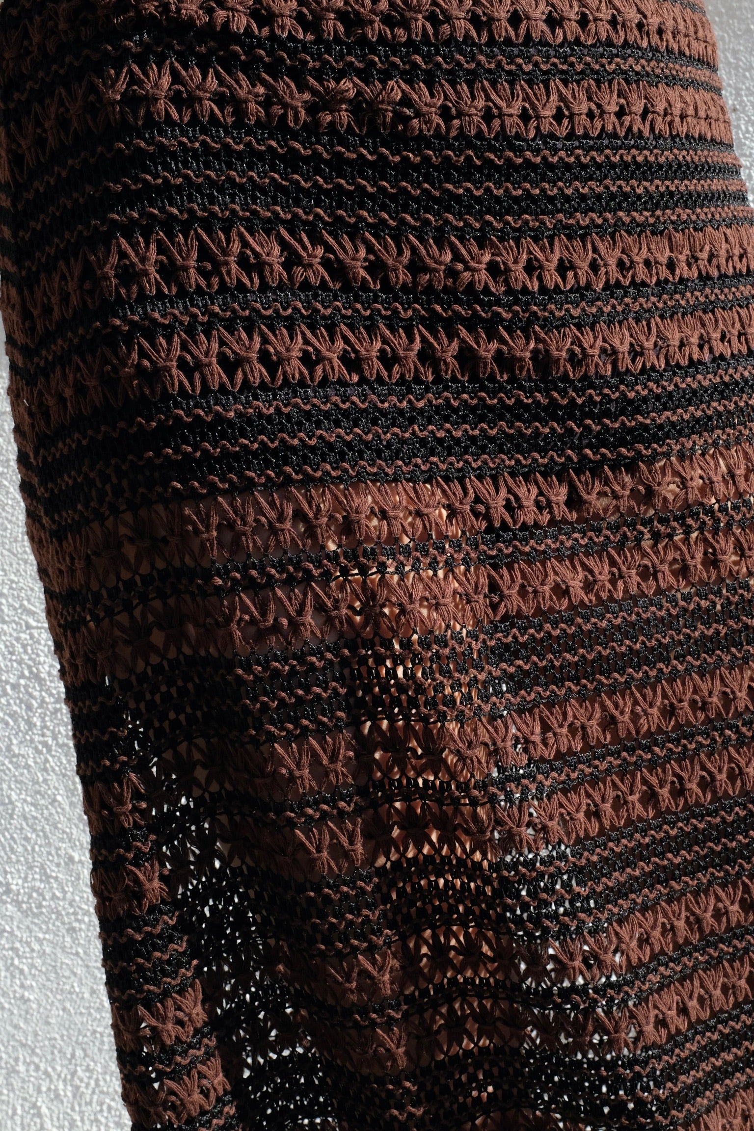 Crochet Slim Midi Skirt / Brown Black