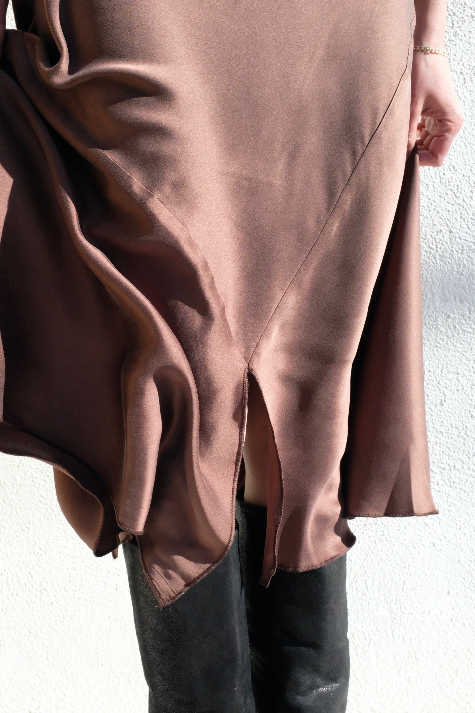 Silk Asymmetrical Tank Dress / Taupe