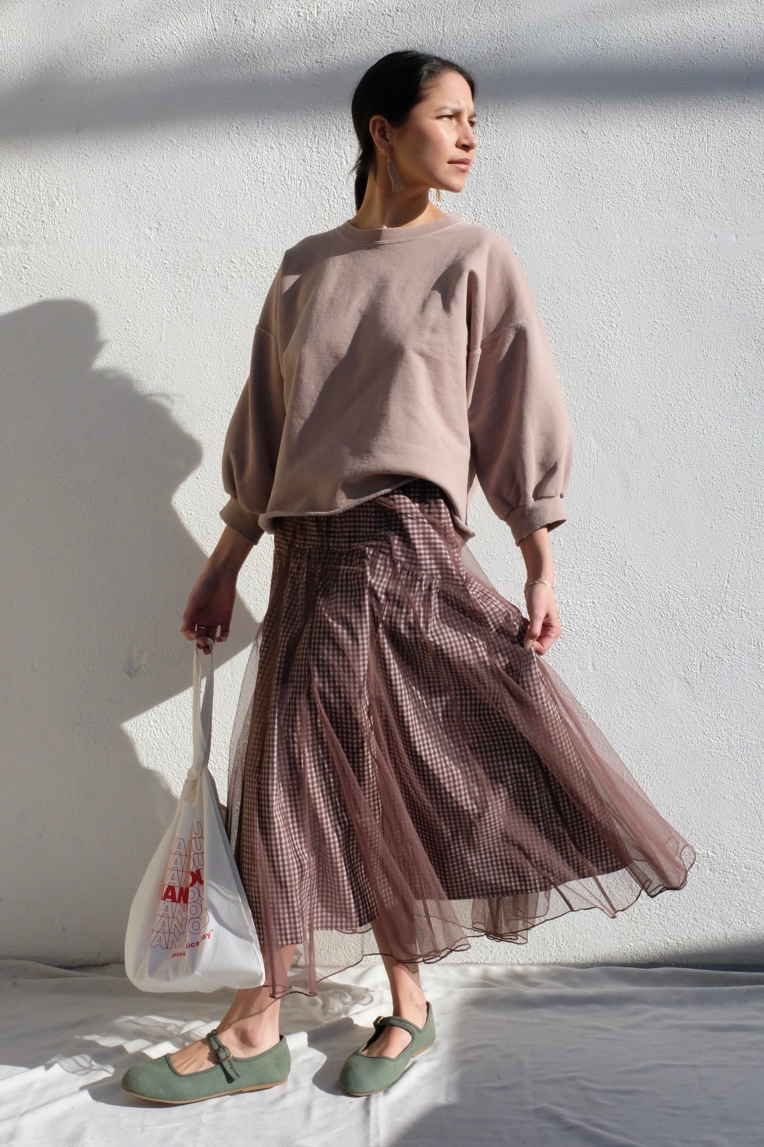 Paneled Mesh Dress / Taupe