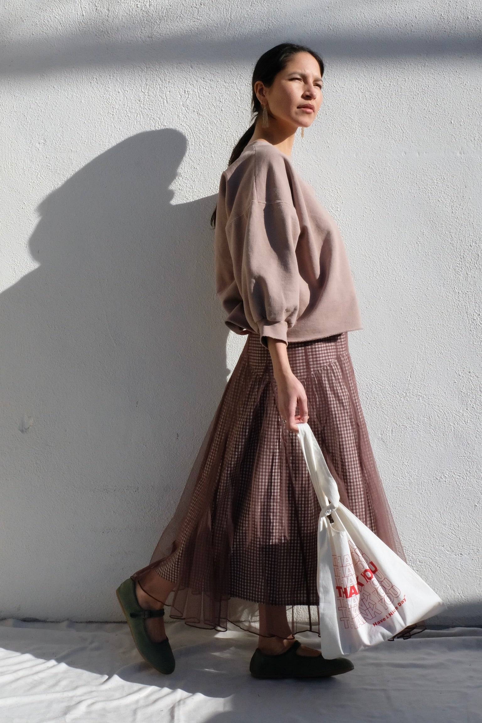 Paneled Mesh Dress / Taupe