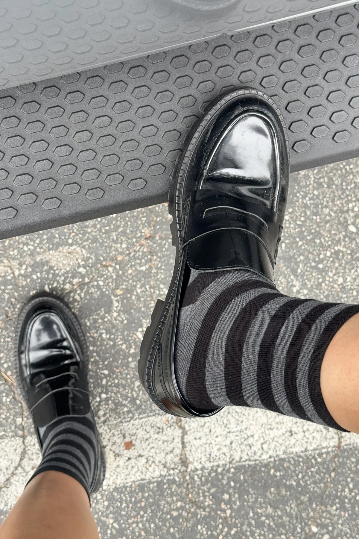 Le Bon Shoppe Wally Socks / Wide Charcoal Stripe