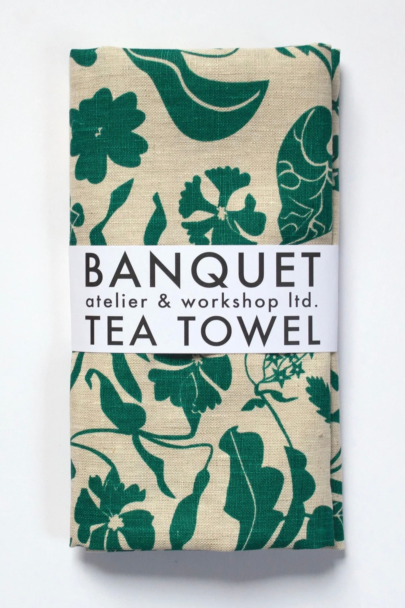 Banquet Linen Tea Towel / Emerald Wildflowers