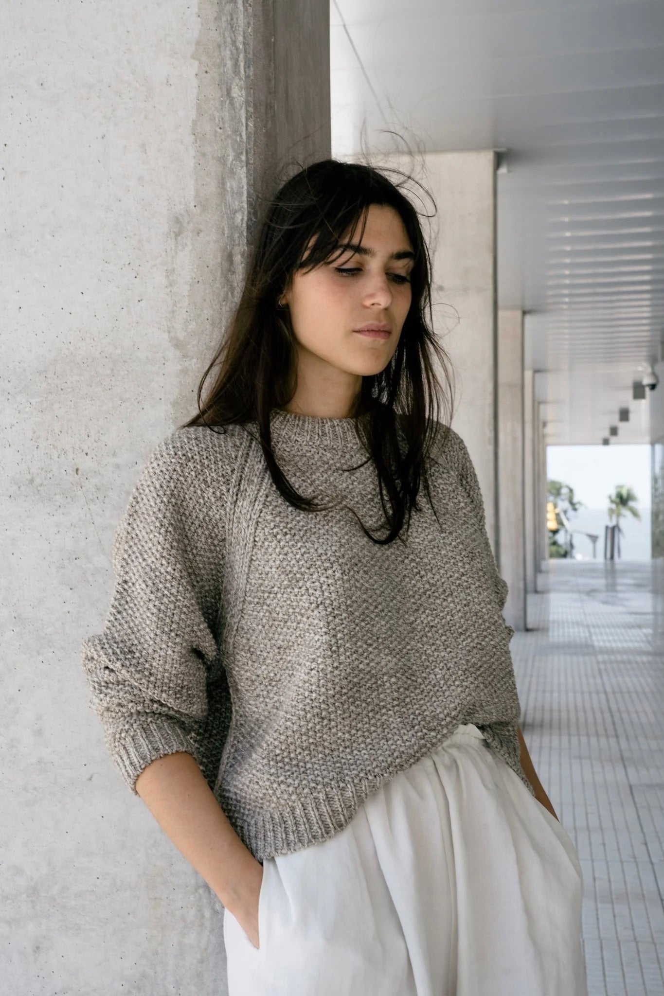Naca Hand Knitted Wool Jumper / Stone