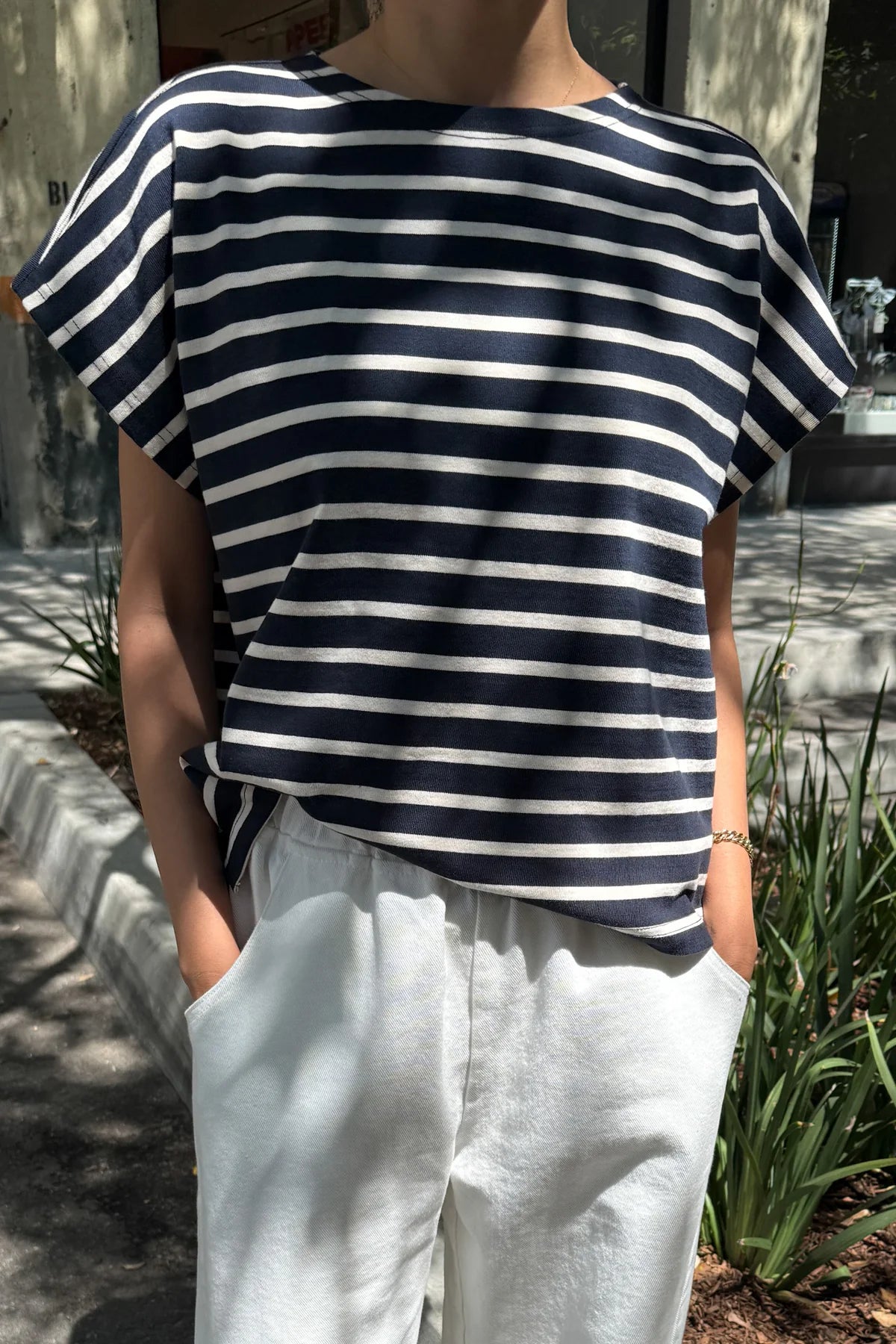 Le Bon Shoppe Manon Tee / White Stripe on Navy