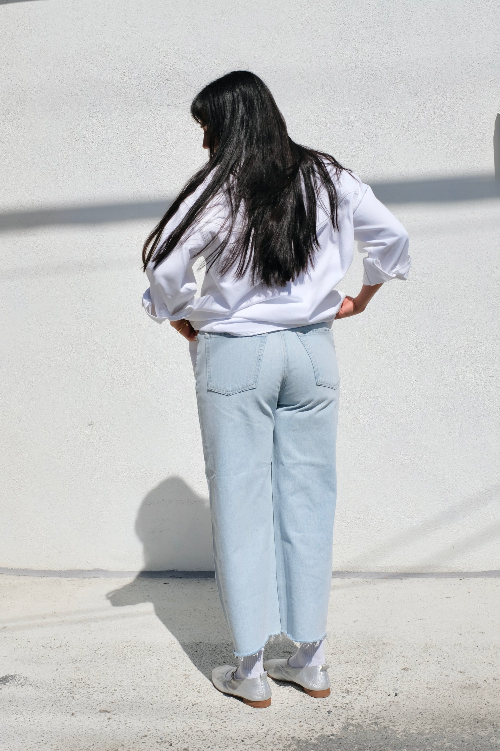 Ayla Raw Hem Crop / Sailor