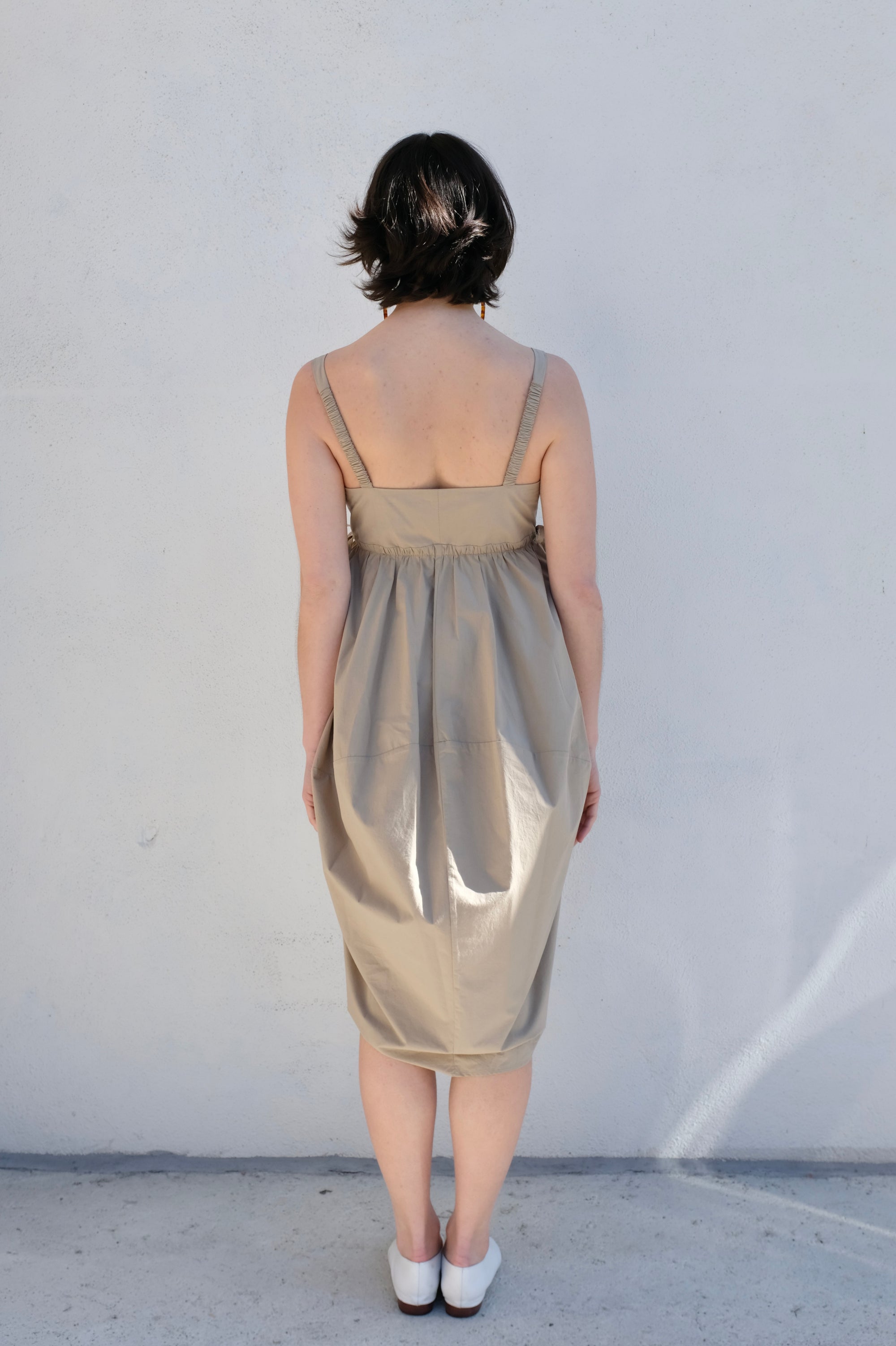 Modern Weaving Balloon Dress / Taupe