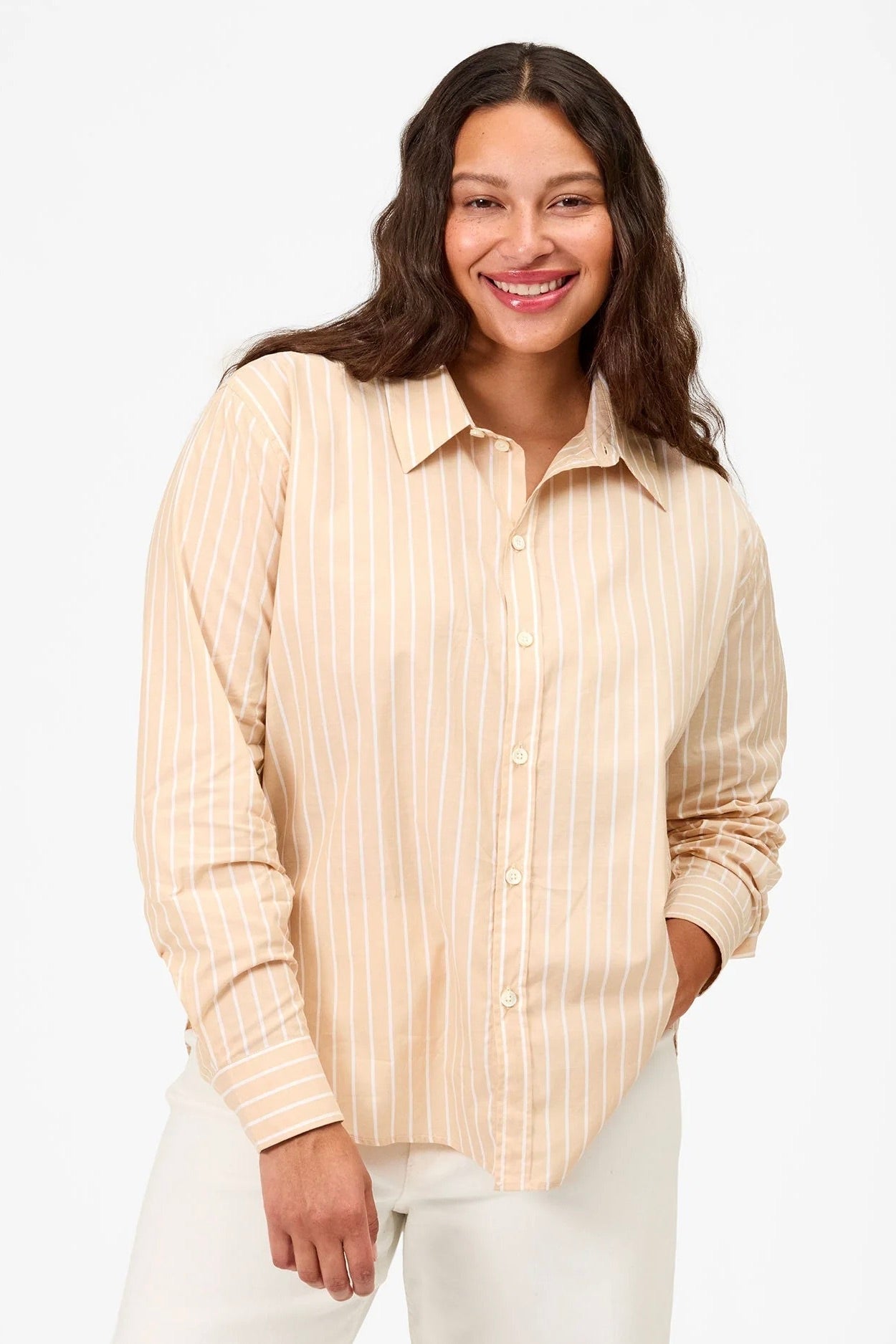 Clare V. Suzette Shirt / Sand + Cream