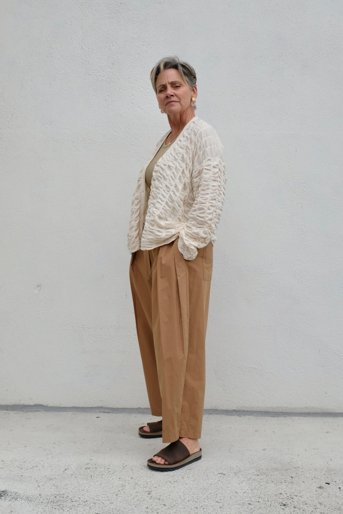 Lauren Manoogian Ruche Cardigan / Creme