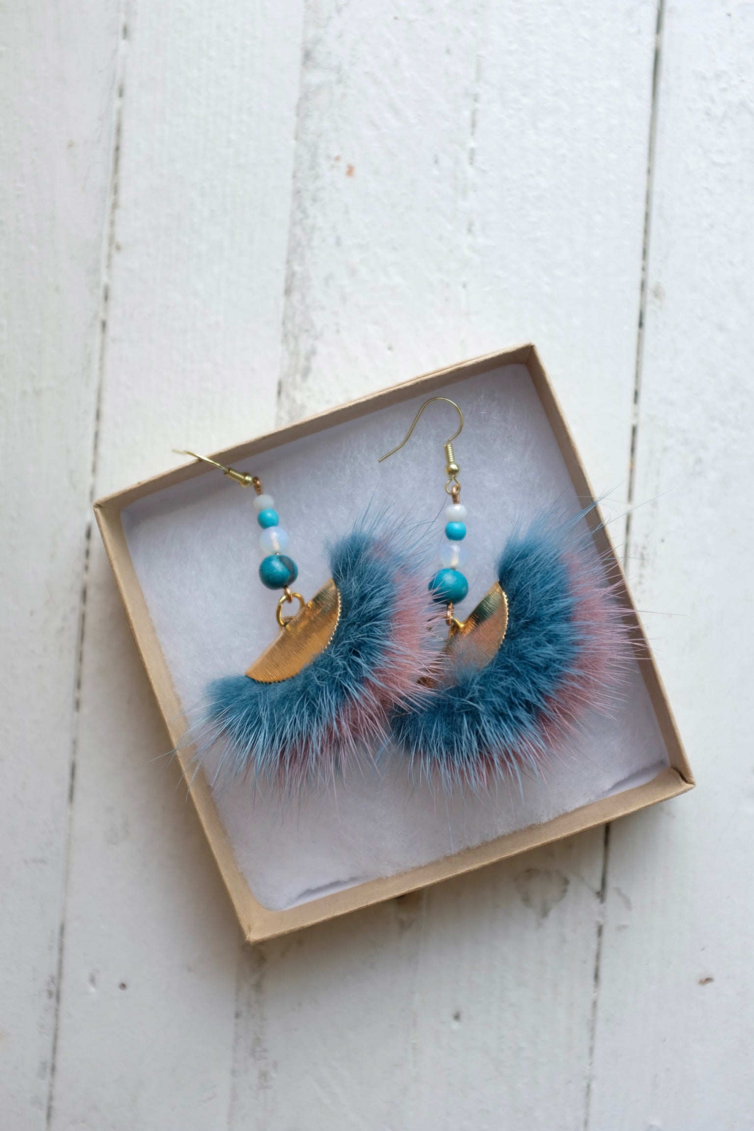Pre-loved / CreeNative Mink Earrings / Turquoise