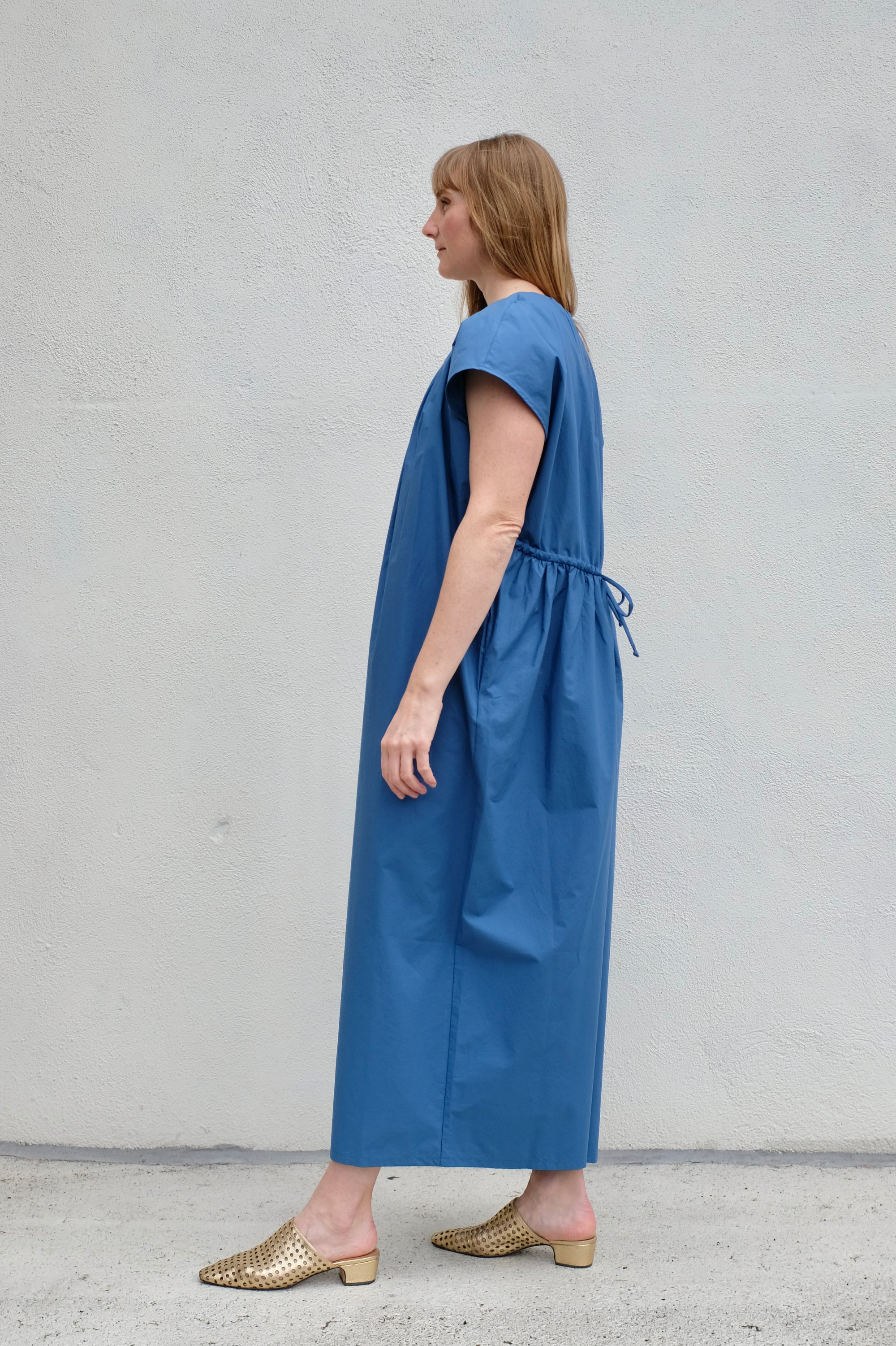 Black Crane Shirred Jumpsuit / Blue