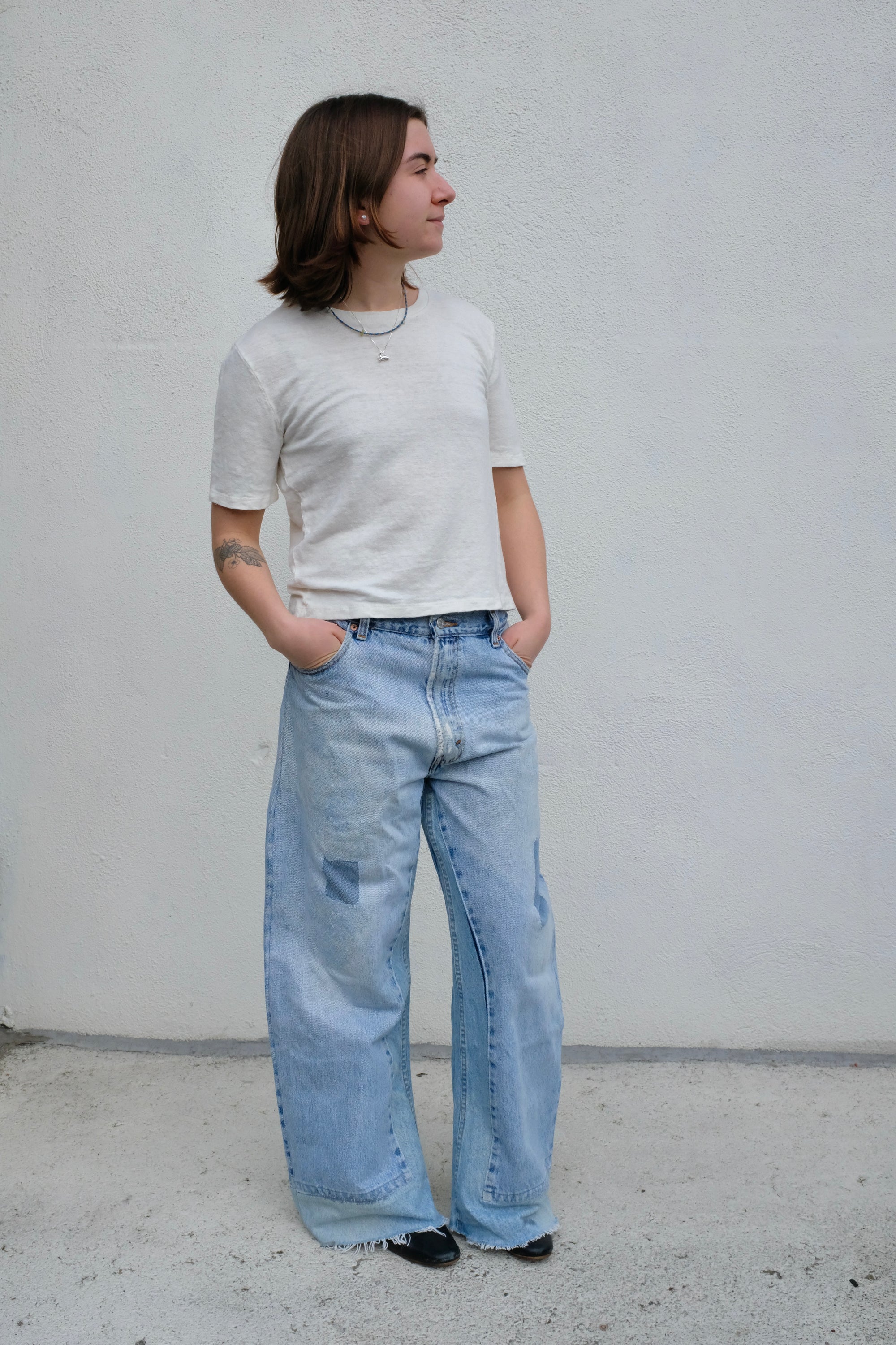 Dakota 100% Hemp Cropped Tee / Washed White