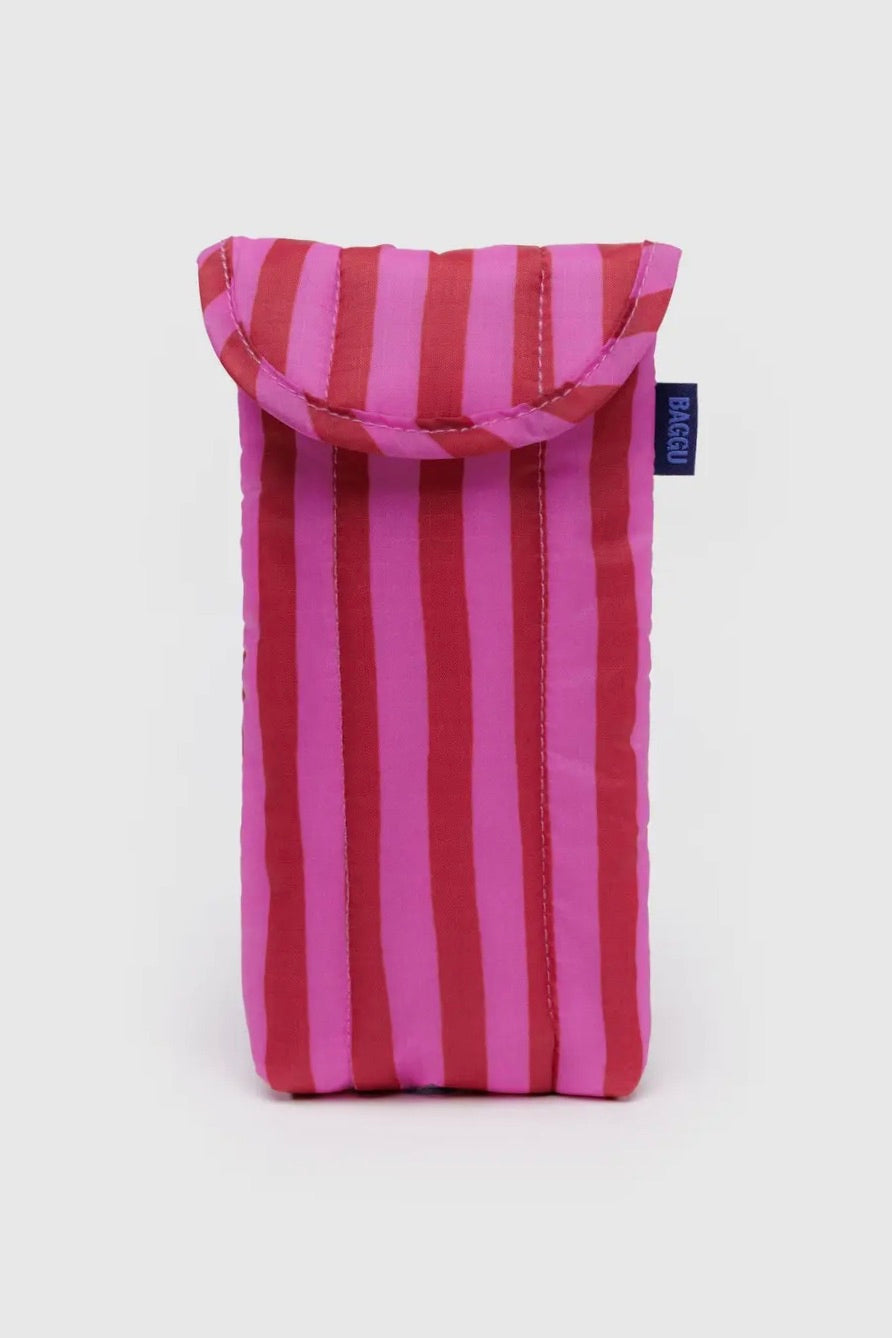 Puffy Glasses Sleeve / Pink & Red Painted Stripe