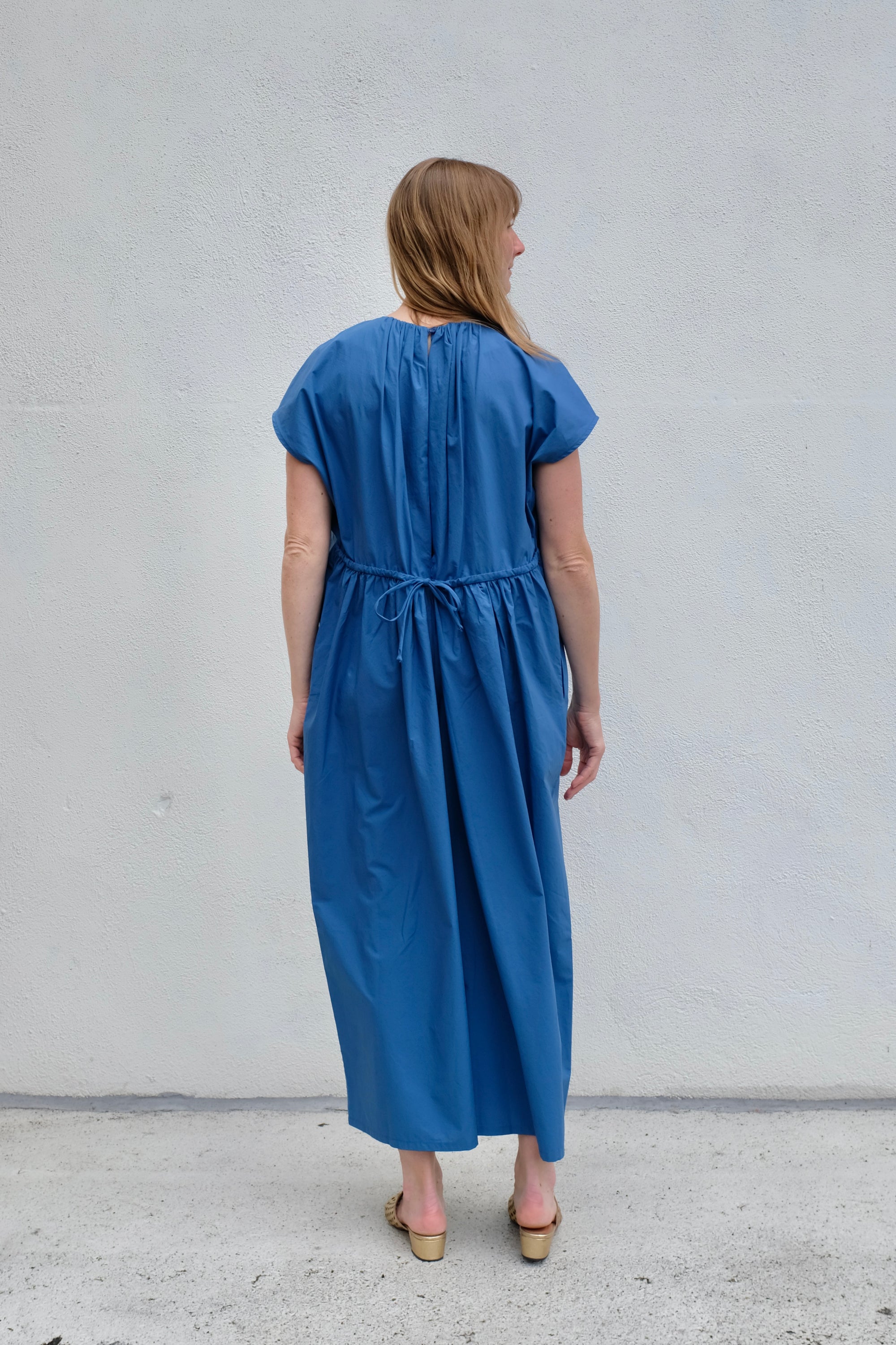 Black Crane Shirred Jumpsuit / Blue