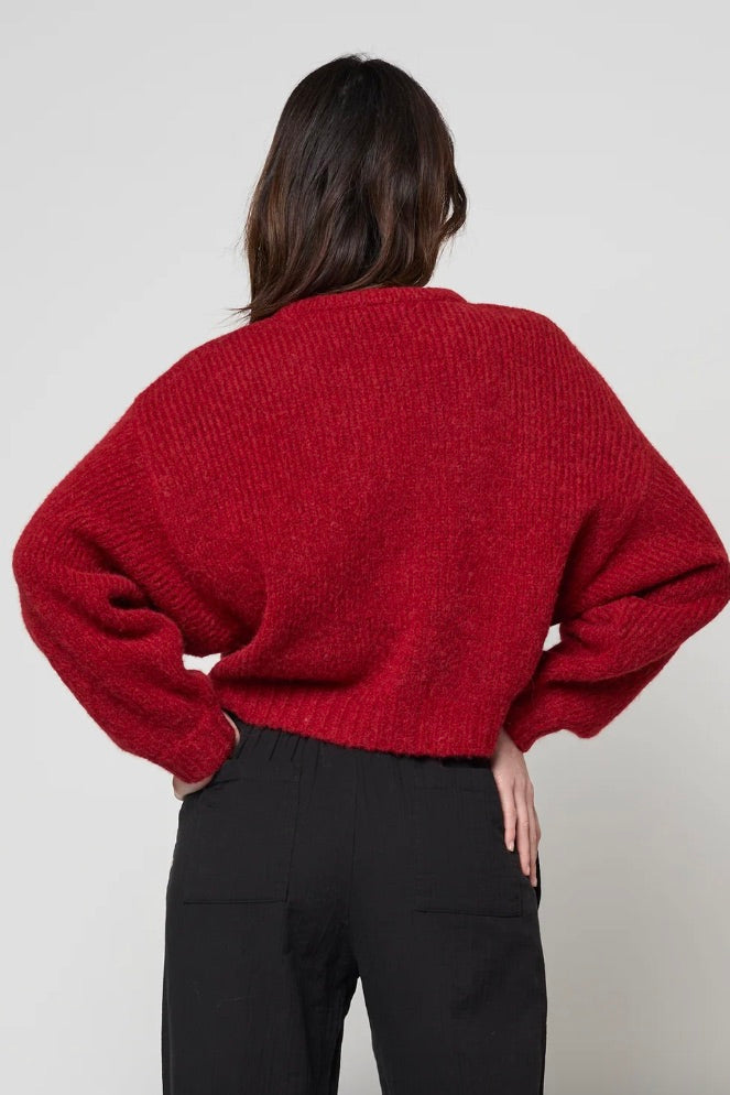 Balloon Sleeve Sweater / Burgundy