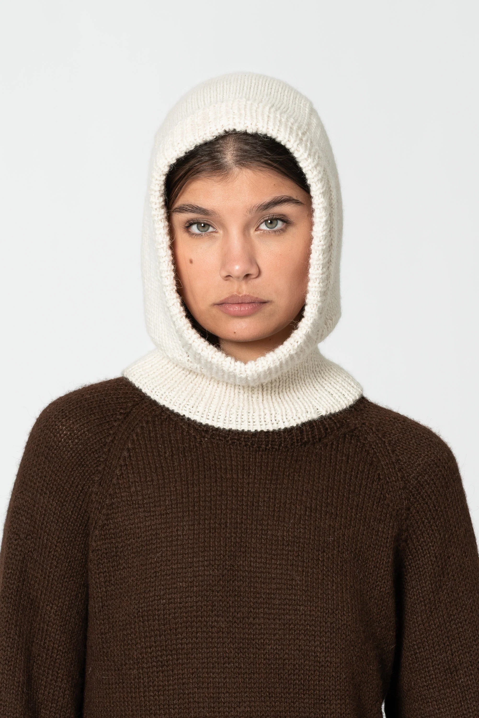 Alpaca Handknit Balaclava / Ivory White