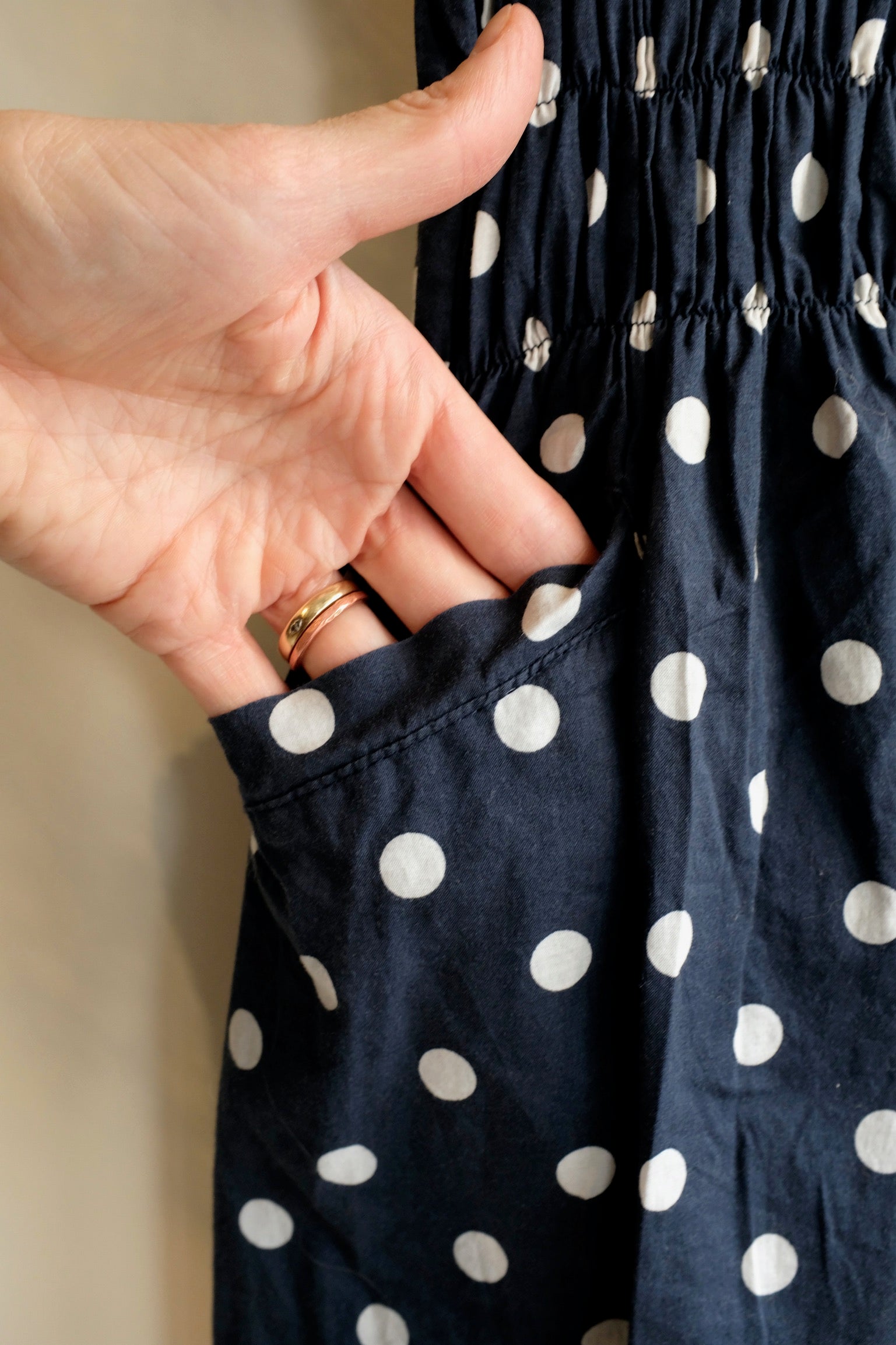 Pre-loved Modaspia Navy and White Polkadot Fiji dress / Size XS