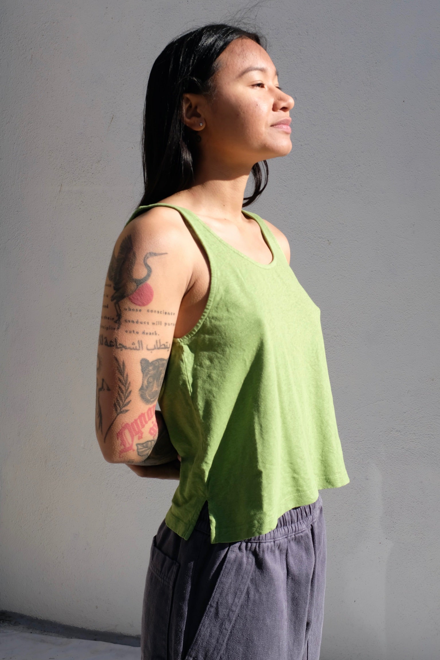 Jungmaven Cropped Tank / Dark Matcha