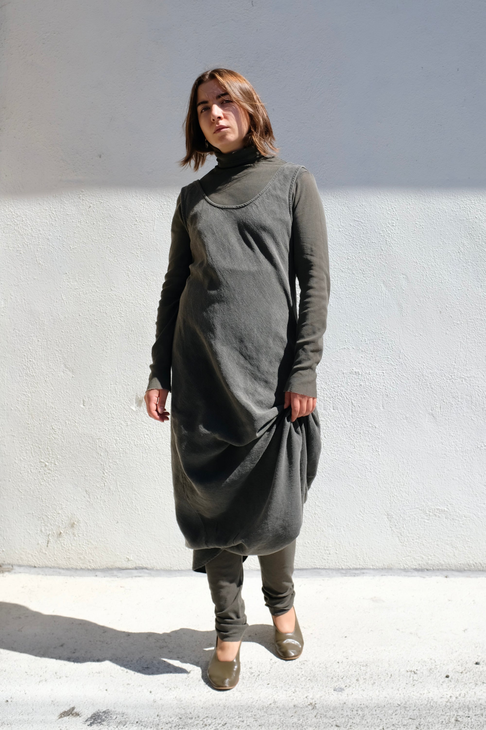 Black Crane Maxi Dress / Slate