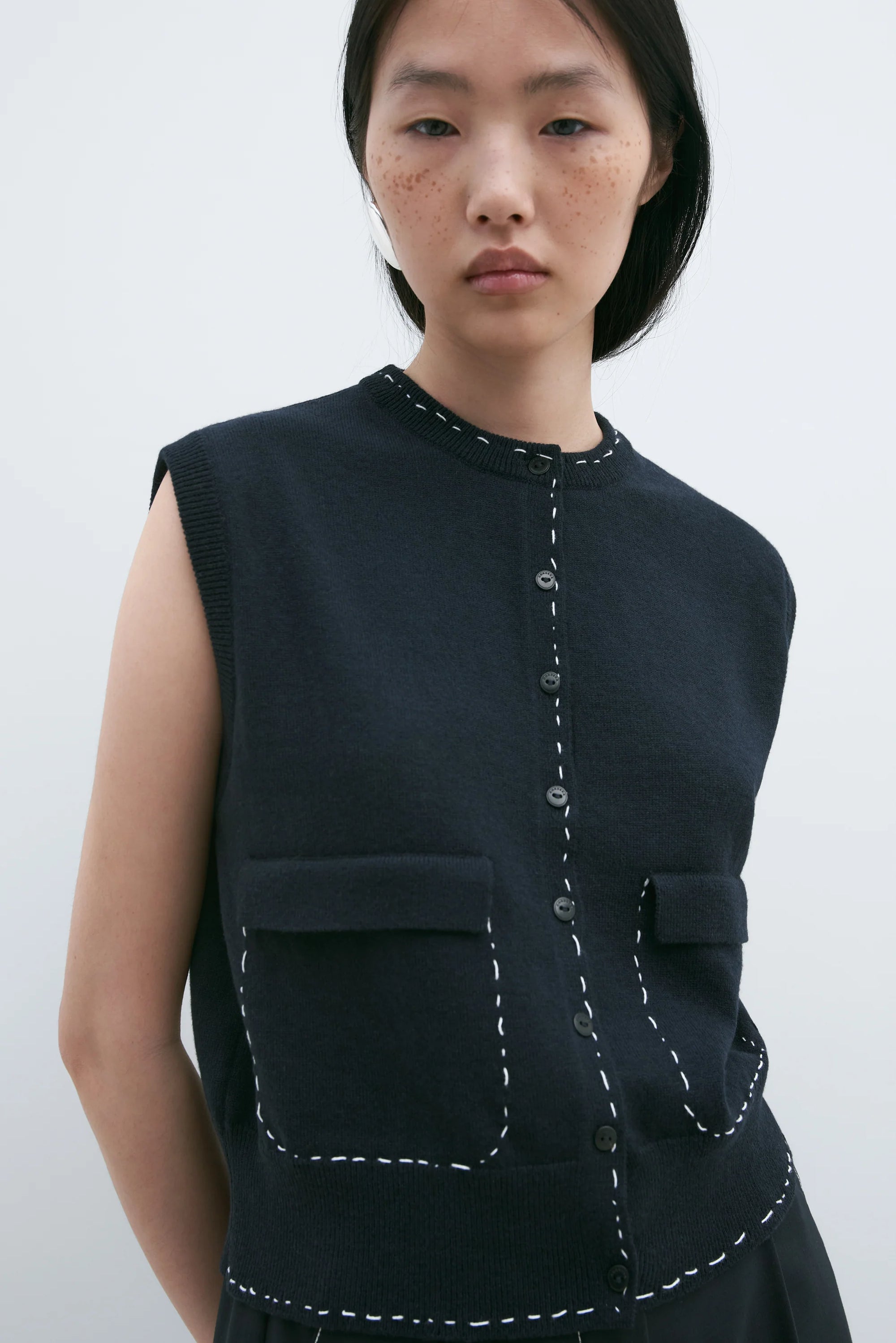 Cordera Stitched Waistcoat / Navy